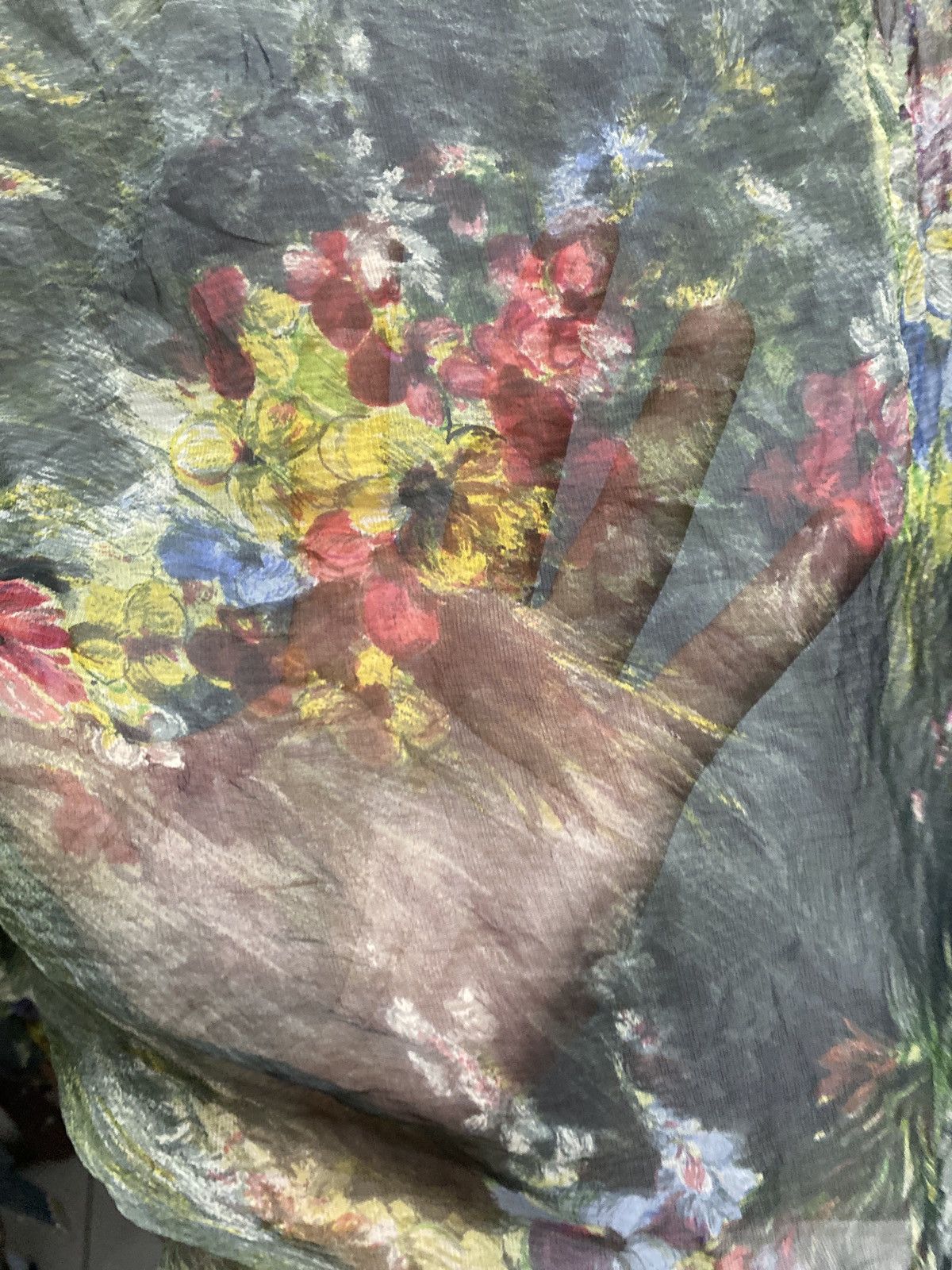 Vintage × agnes b. Vintage 80s AGNES B Silk Polyester Anorak Floral SHIRT Size US M / EU 48-50 / 2 - 3 Thumbnail