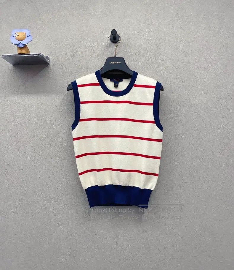Louis Vuitton Louis Vuitton Navy Red Patchwork Striped Sleeveless Sweate Size L / US 10 / IT 46 - 2 Thumbnail