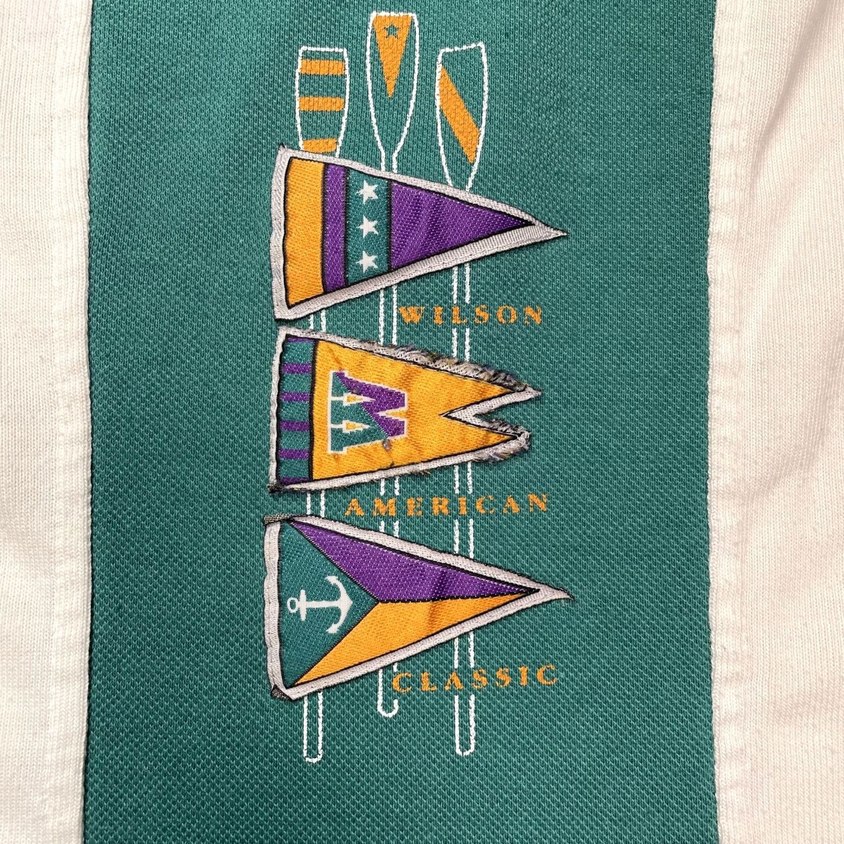 Wilson VINTAGE Wilson Rugby Shirt Mens XL Green Nautical Long Sleeve American polo Size US XL / EU 56 / 4 - 2 Thumbnail