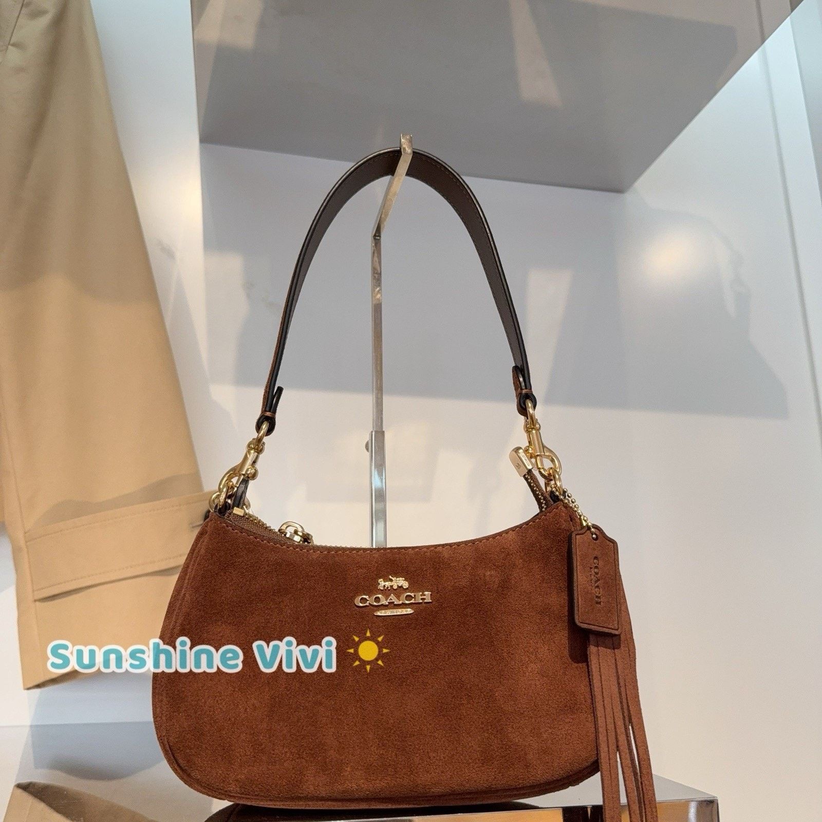 Coach NWT Coach Teri Mini Crossbody Bag CCE42 Suede Vintage Brown Size ONE SIZE - 1 Thumbnail