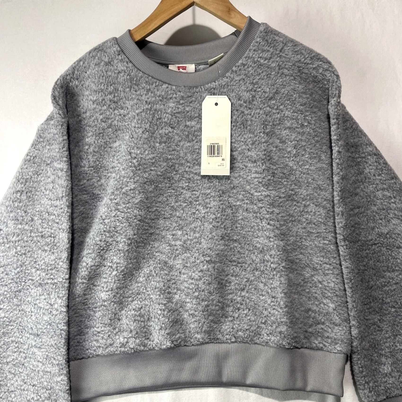 Levi's Levis Sweater Womens Small Gray Meadow Fleece Crew Pullover Sweatshirt Size S / US 4 / IT 40 - 2 Thumbnail