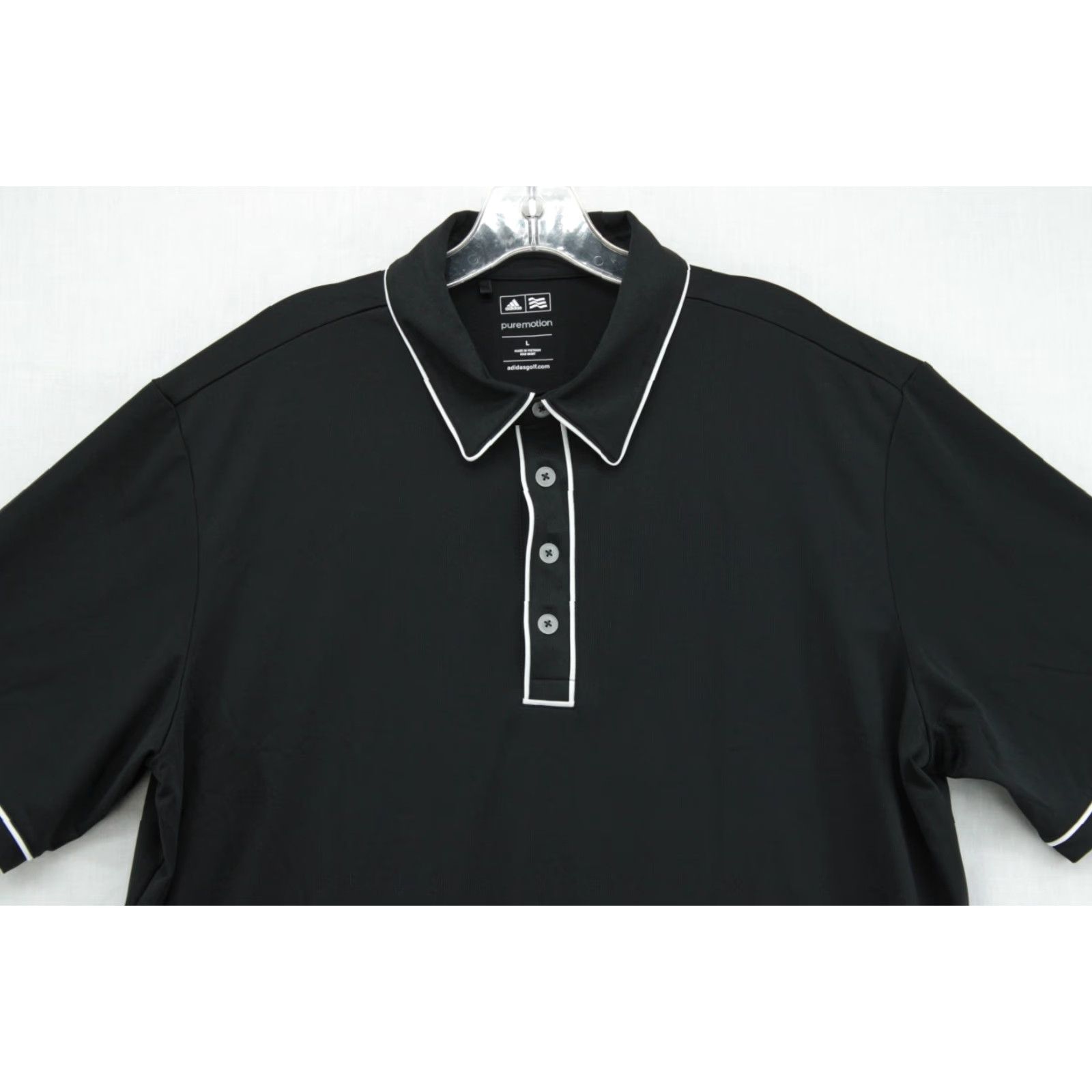 Adidas Adidas Golf Polo Shirt Mens Large Black 4 Button Puremotion Polo Knit Short Sleeve Casual Preppy Golfing Shirt Mens L Black Adidas Golf Polo Size US L / EU 52-54 / 3 - 2 Thumbnail