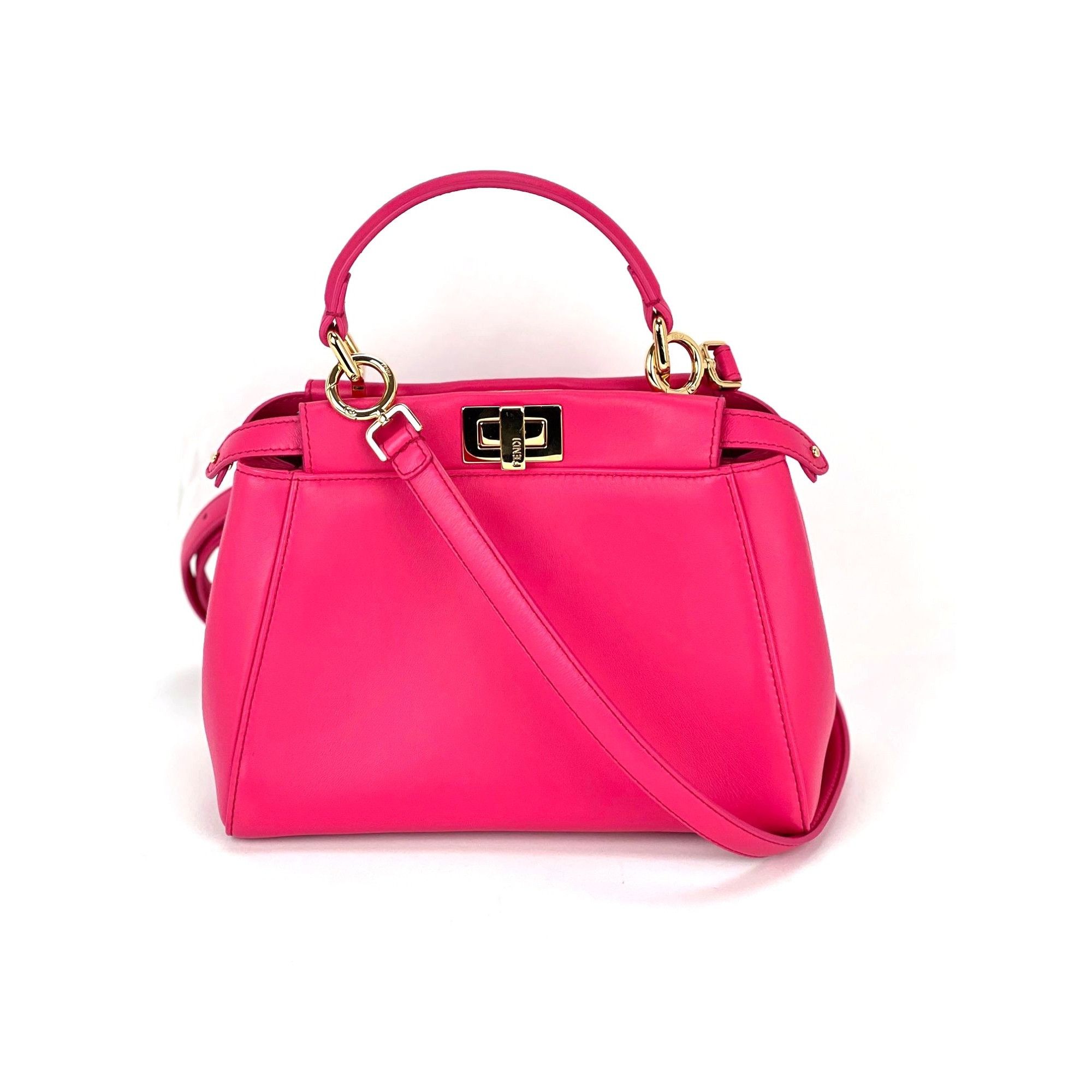 Fendi Fendi Mini Peekaboo Pink Leather Hand Shoulder Bag Size ONE SIZE - 1 Thumbnail