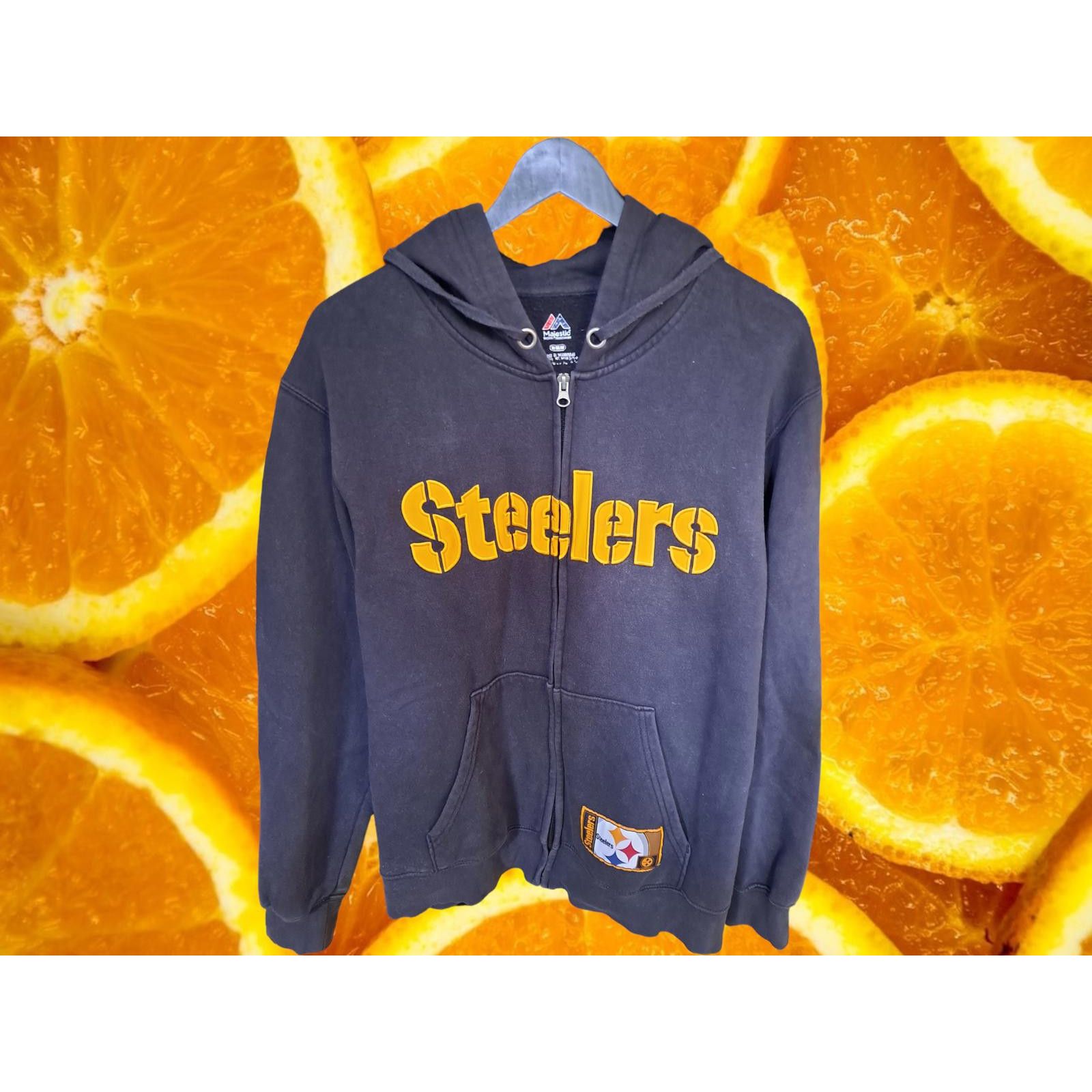 Majestic Majestic Black Pittsburgh Steelers Full Zip Hooded Sweatshir Size US M / EU 48-50 / 2 - 1 Thumbnail