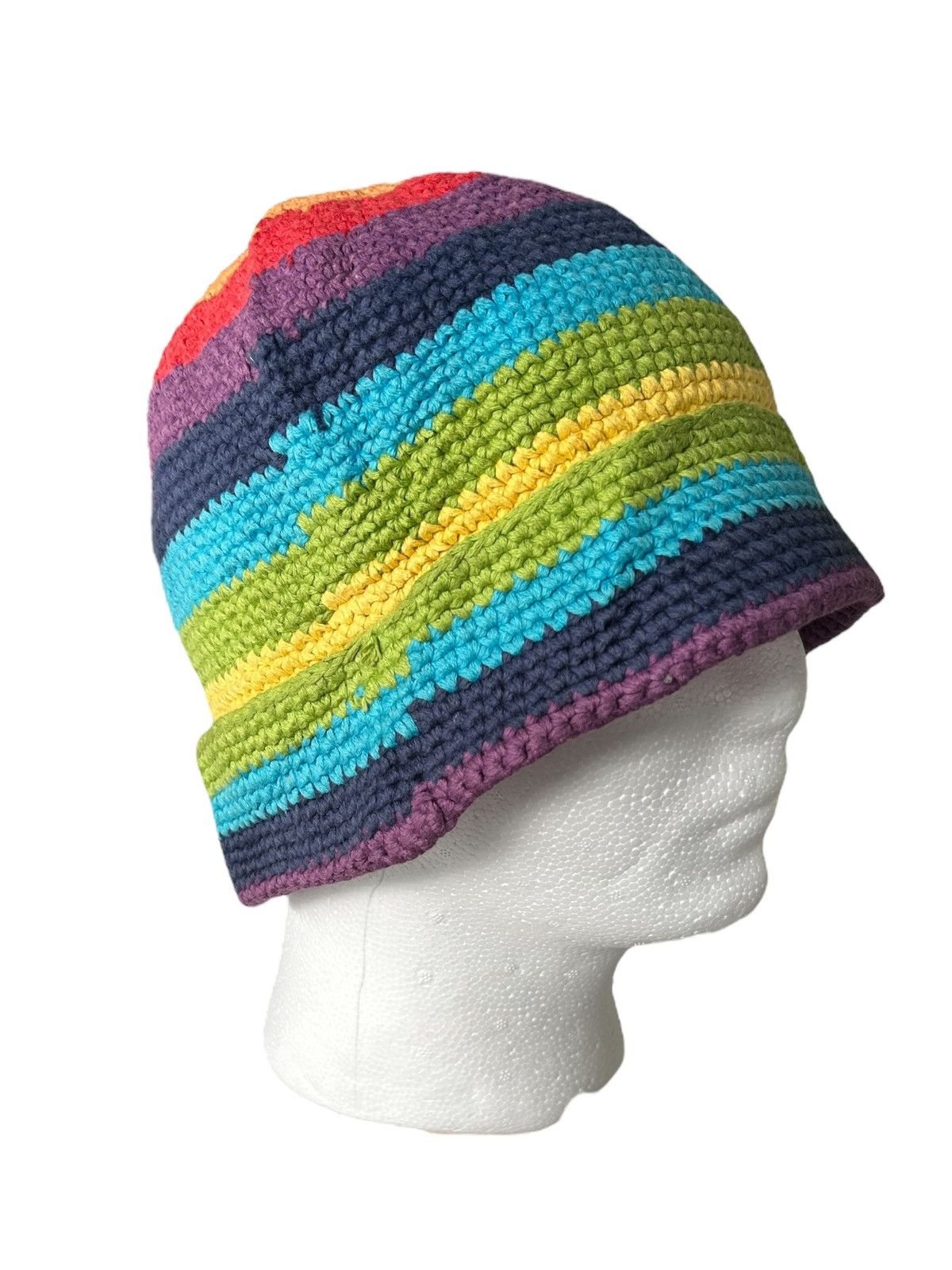 Japanese Brand × Kapital × Vintage 🌈Hippies Style Smile Crochet Knit Multicolur Bucket Hats🌈🌵 Size ONE SIZE - 6 Thumbnail