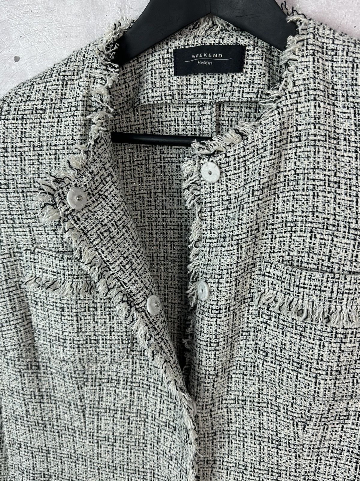Weekend Max Mara Max Mara Weekend Tweed White-Black Cotton Women’s Coat Size M / US 6-8 / IT 42-44 - 8 Thumbnail