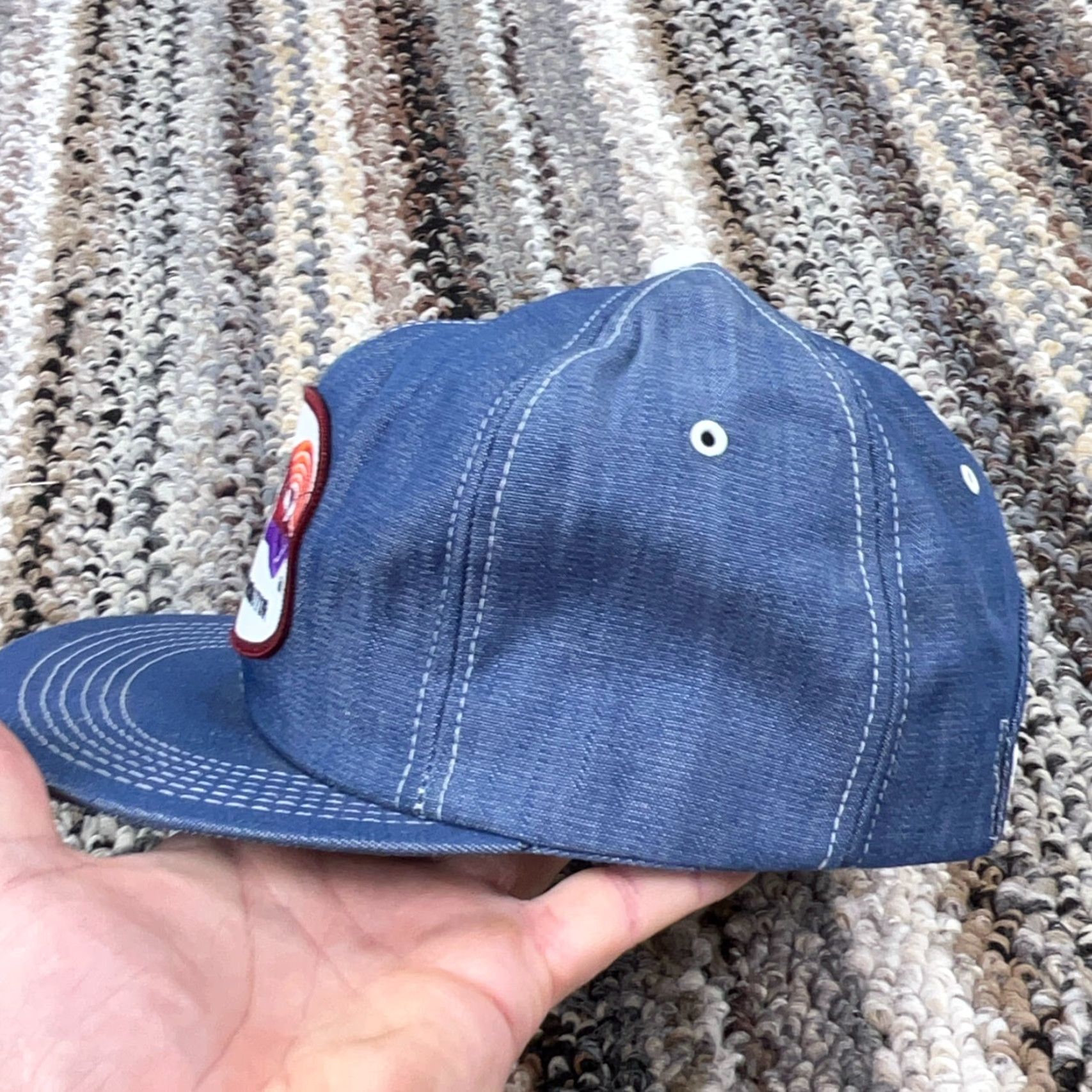 Coal VINTAGE American Legend Trucker Hat Cap Denim Snap Back USA Patch Coal Mining 80s 90s Classic Blue Denim Adjustable One Size Mens Hat Size US 35 - 5 Thumbnail