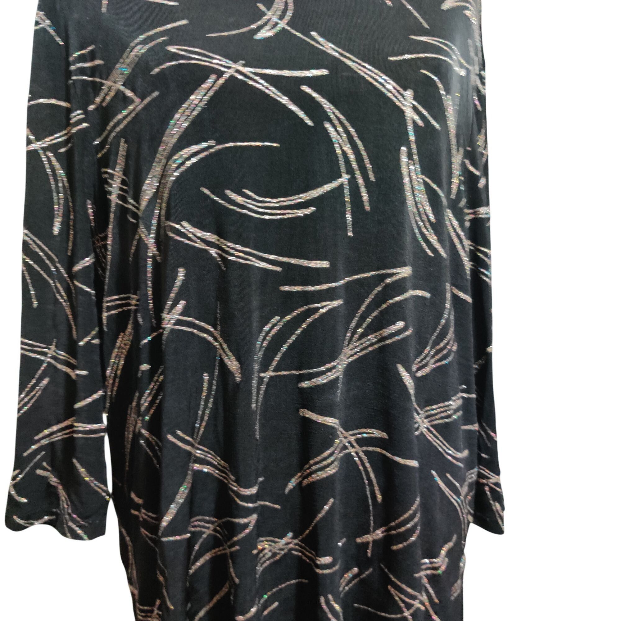 Vintage Amanda XL Vintage Black Metallic Abstract Print Tunic Blouse Size XL / US 12-14 / IT 48-50 - 10 Thumbnail