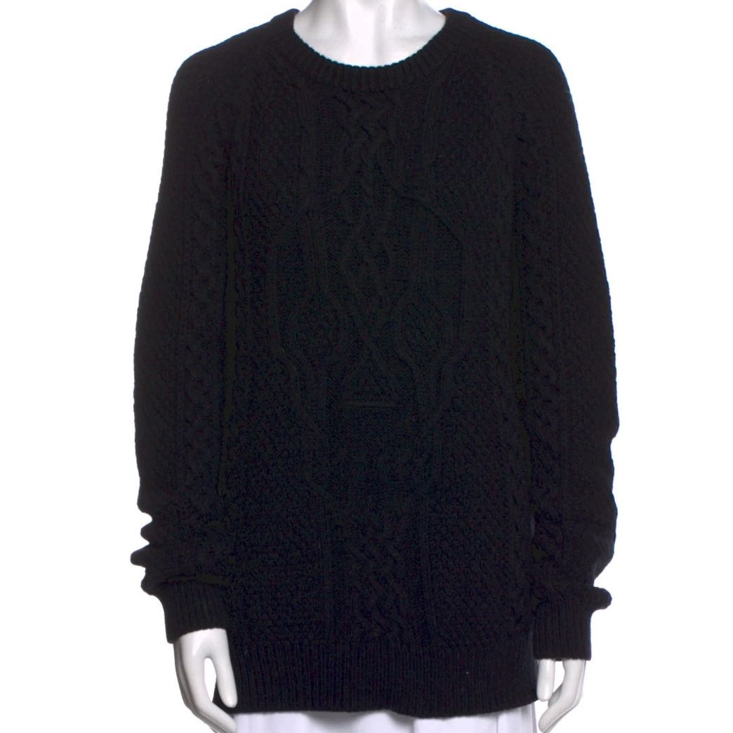 Alexander McQueen Skull Motif Fisherman Cable Sweater Black LRG Wool Cashmere Size US L / EU 52-54 / 3 - 3 Thumbnail