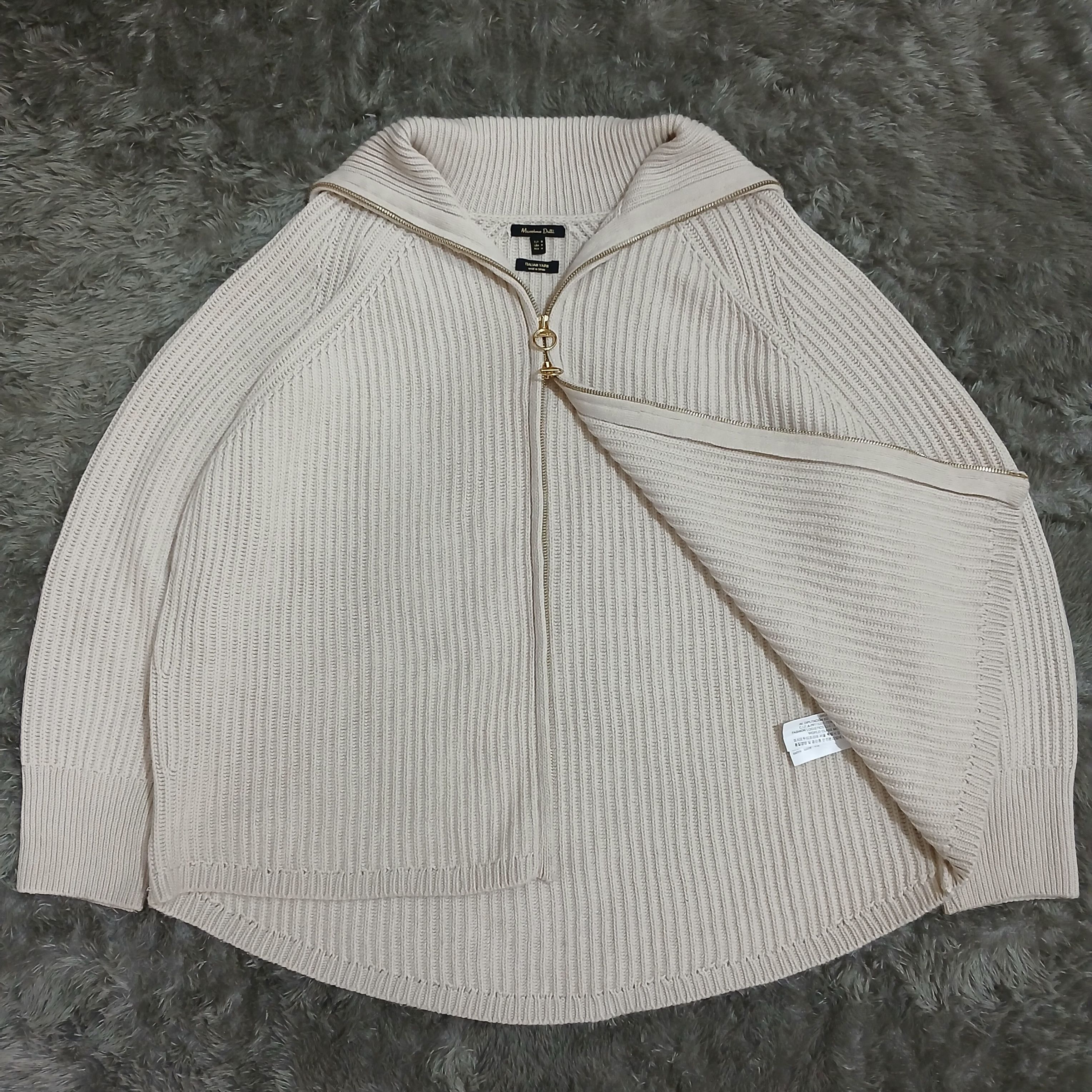 Massimo Dutti Massimo Dutti Double Zipper Knit Cream Sweater Size M / US 6-8 / IT 42-44 - 2 Thumbnail