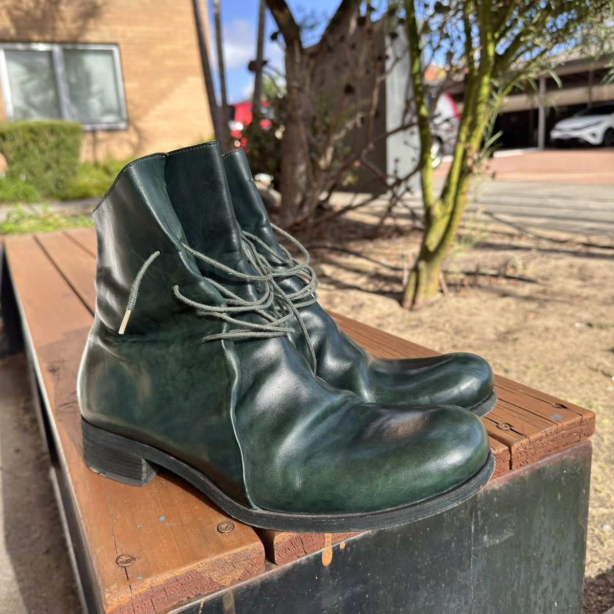 Ma+ M.a+ Dark Green Cow Leather Boots – Size 42 Size US 9 / EU 42 - 2 Thumbnail