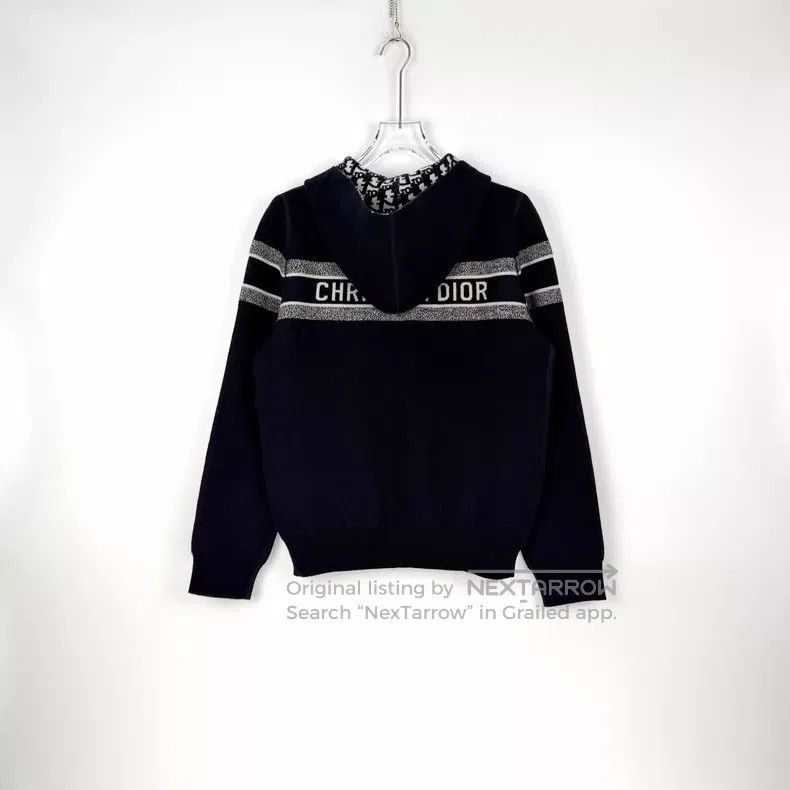 Dior Dior Dark blue letter cashmere zipper hooded jacket Size XS / US 0-2 / IT 36-38 - 4 Thumbnail