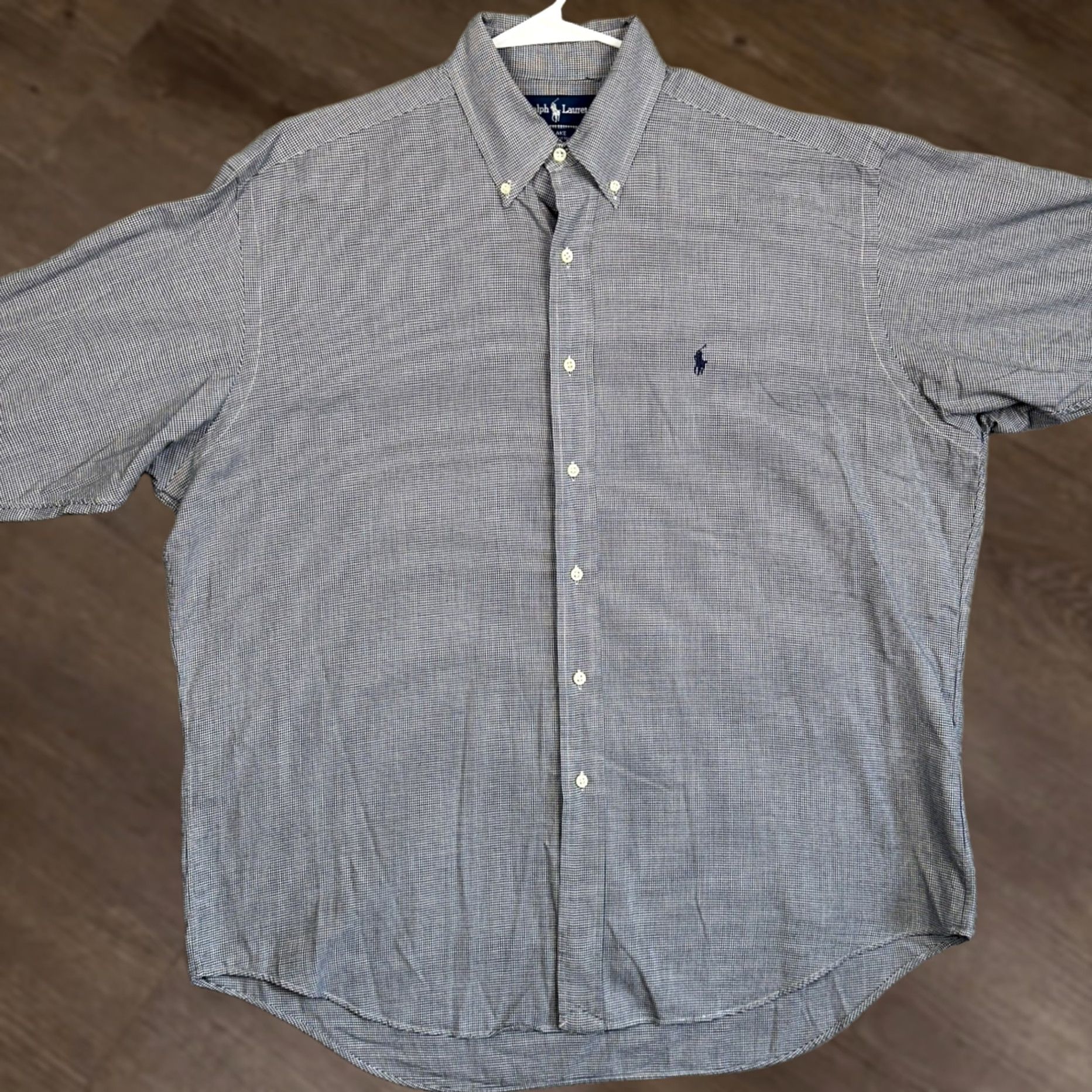Ralph Lauren Ralph Lauren Shirt Mens Large Navy White Blake Button-Down Houndstooth Pony EUC Size US L / EU 52-54 / 3 - 1 Thumbnail