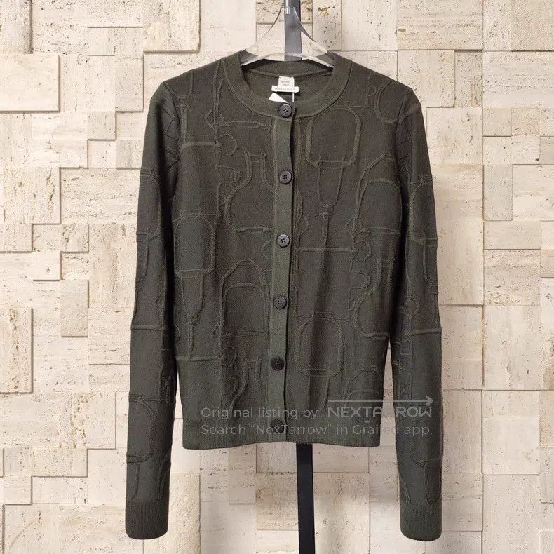 Hermes Hermes Jacquard Knit Cardigan, Moss Green Size XS / US 0-2 / IT 36-38 - 7 Thumbnail