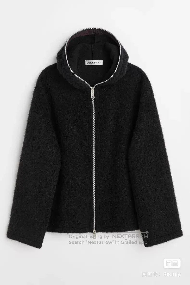 Our Legacy Our Legacy Black Mohair Hooded Zip-Up Jacket Size US M / EU 48-50 / 2 - 6 Thumbnail