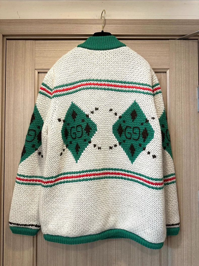 Gucci Gucci Ivory white and green color-blocked alpaca jacquard Size XS / US 0-2 / IT 36-38 - 2 Thumbnail
