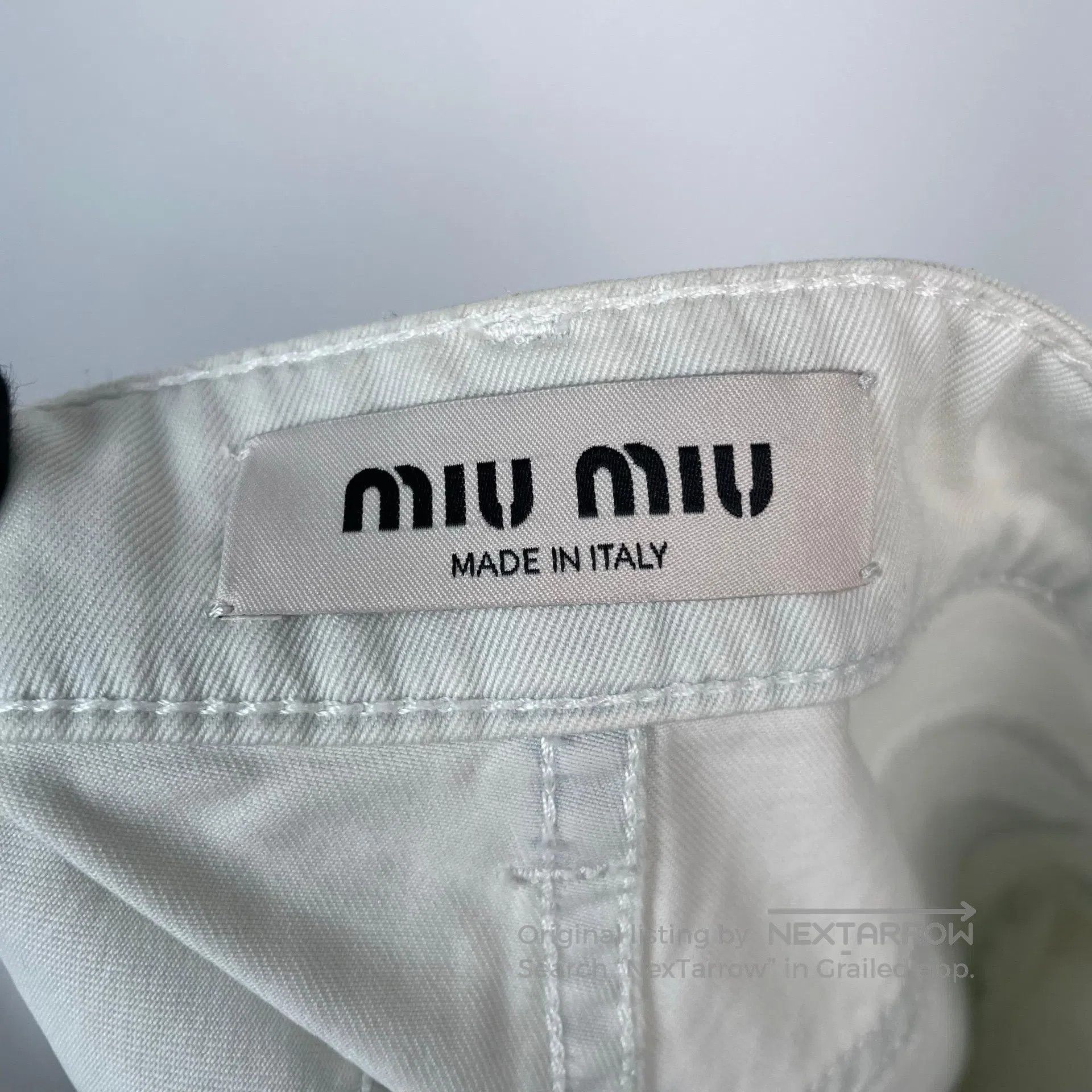 Miu Miu Miu Miu Light Color Letter Logo Blue and White Thin Denim Size 26" / US 2 / IT 38 - 6 Thumbnail