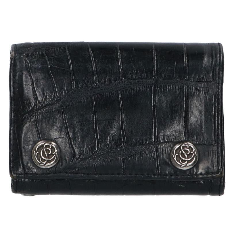 【正規品】Chrome Hearts 3FOLD CROSS WALLET Chrome Hearts Silver Buckle Scroll Three Fold Wallet - SRM