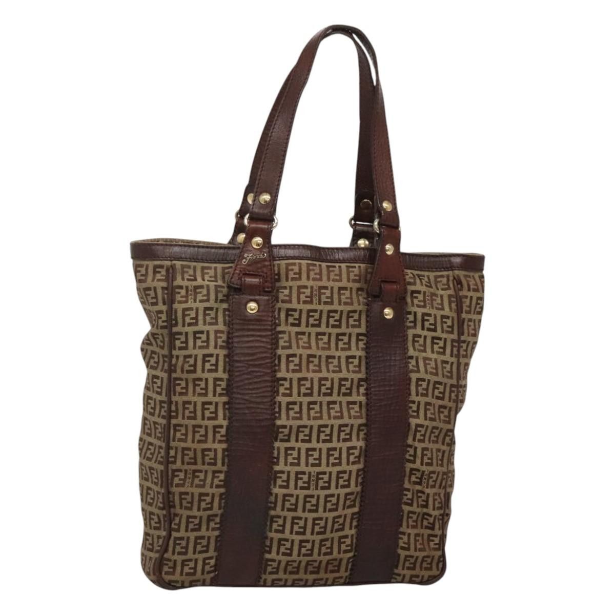 Fendi FENDI Zucchino Canvas Tote Bag Beige Gold Size ONE SIZE - 1 Thumbnail