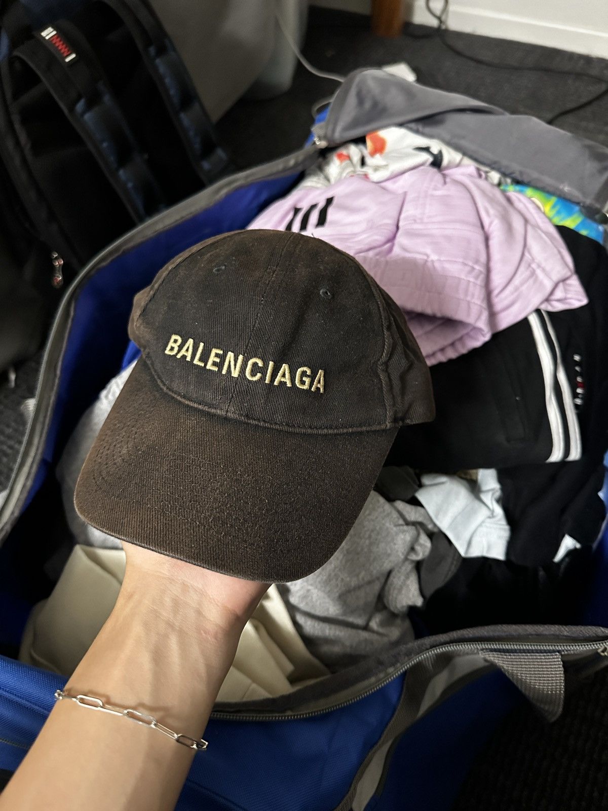 image of Balenciaga Sun Faded Cap in Black, Men's