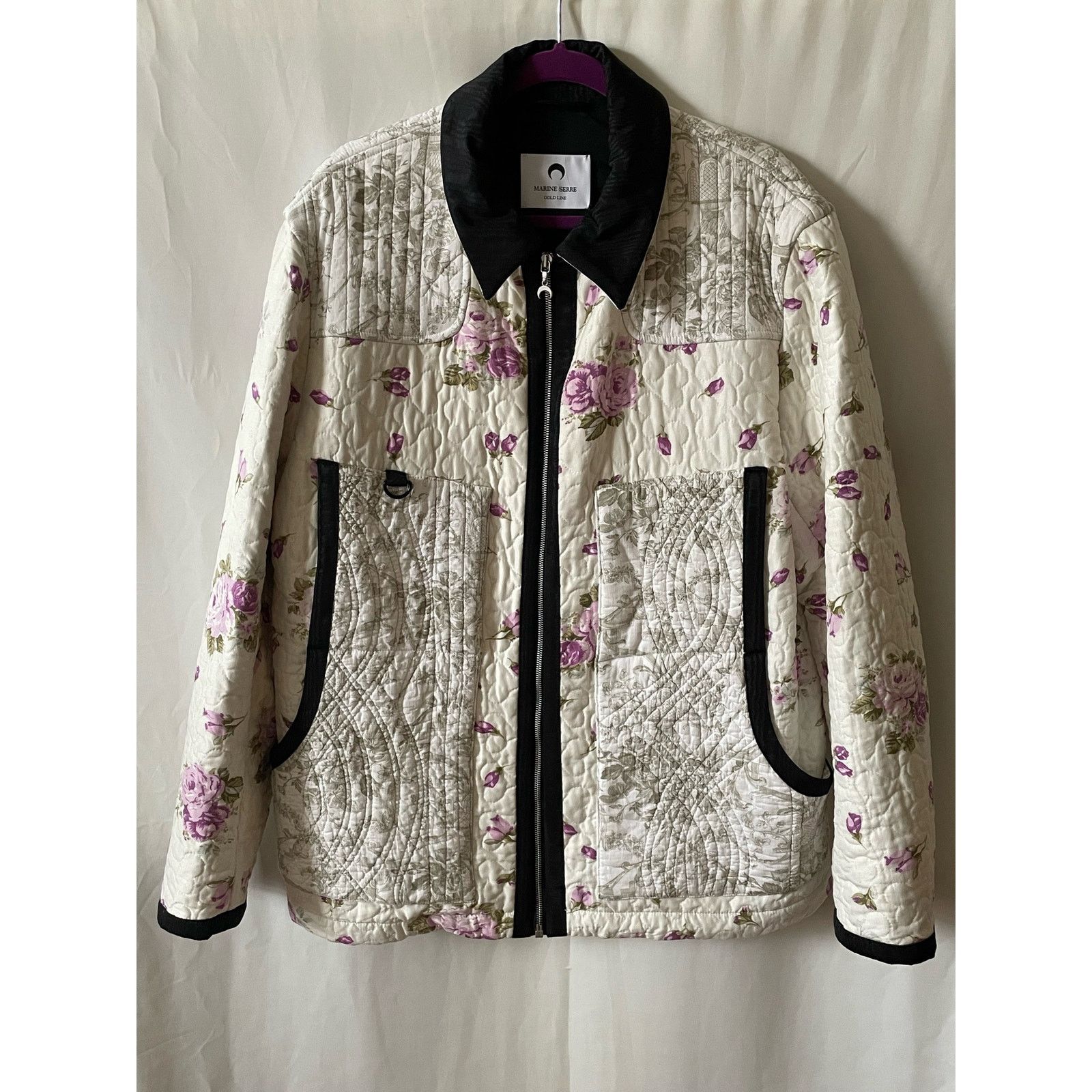 image of Marine Serre Fw22 Boutis Floral Print Regenerated Jacket L in White, Men's (Size Large)