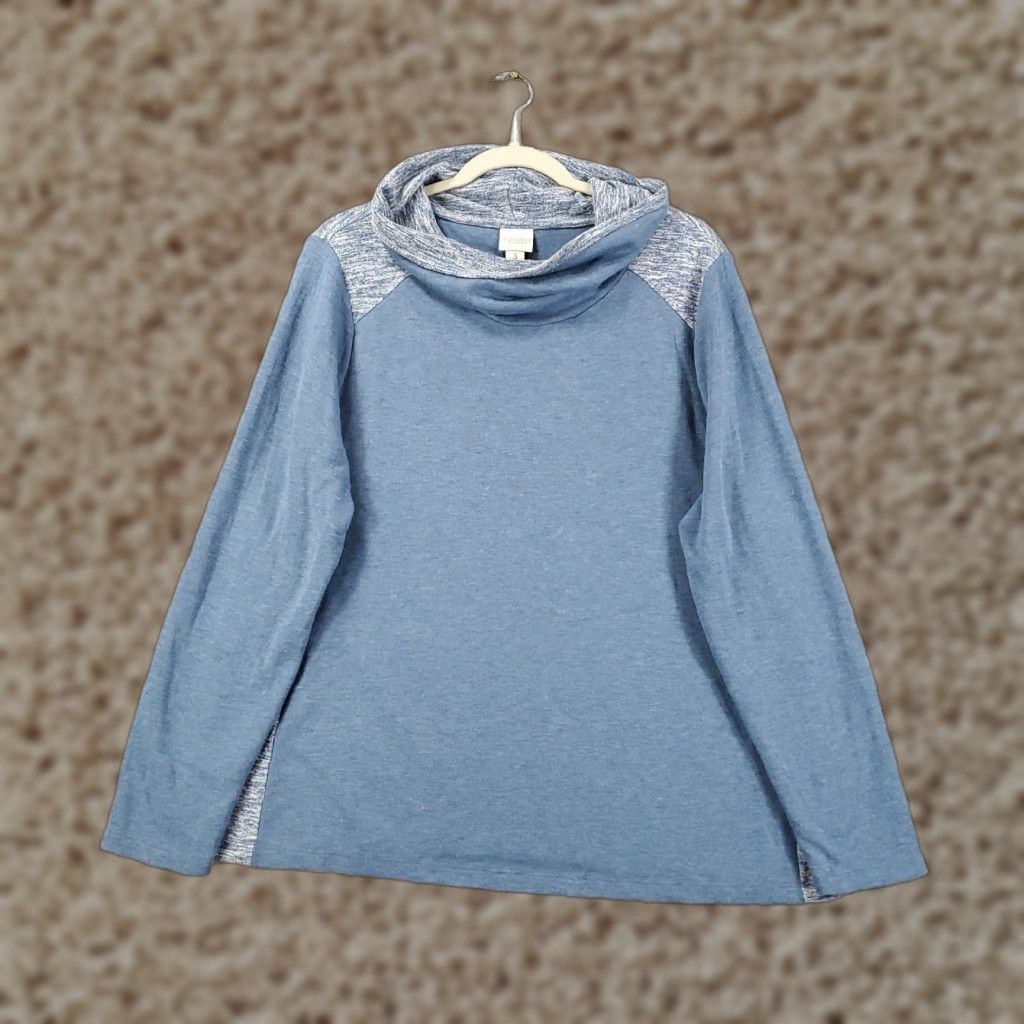 Vintage Chicos Sweater Women's XL Blue Turtleneck Long Sleeve Pullover Knit Size XL / US 12-14 / IT 48-50 - 1 Thumbnail