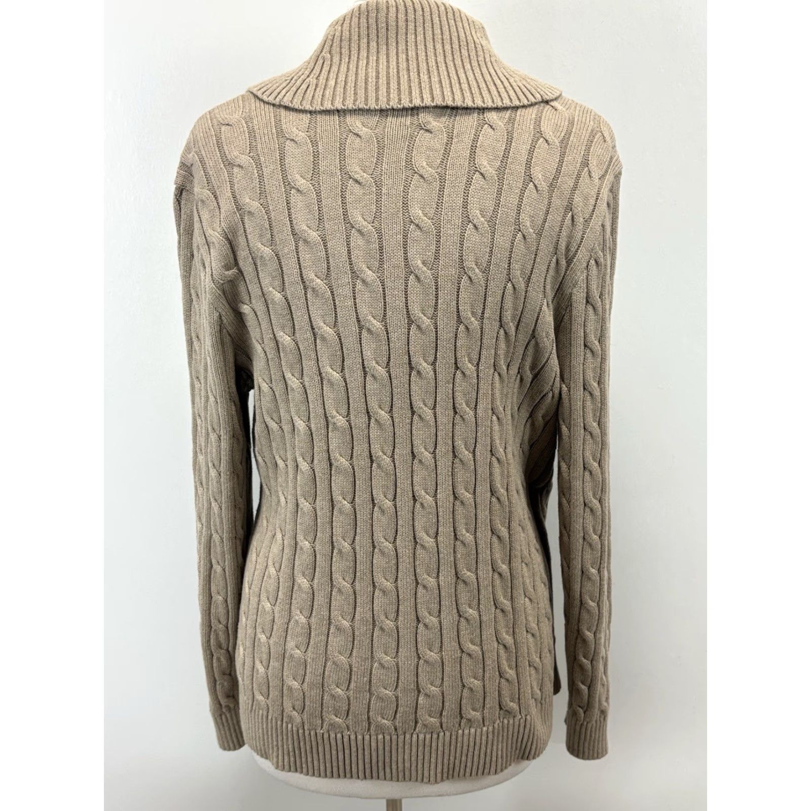 Ralph Lauren VINTAGE Lauren Ralph Lauren Cableknit Sweater Cardigan XL Women’s Tan/grey Buckle Preppy Size XL / US 12-14 / IT 48-50 - 3 Thumbnail