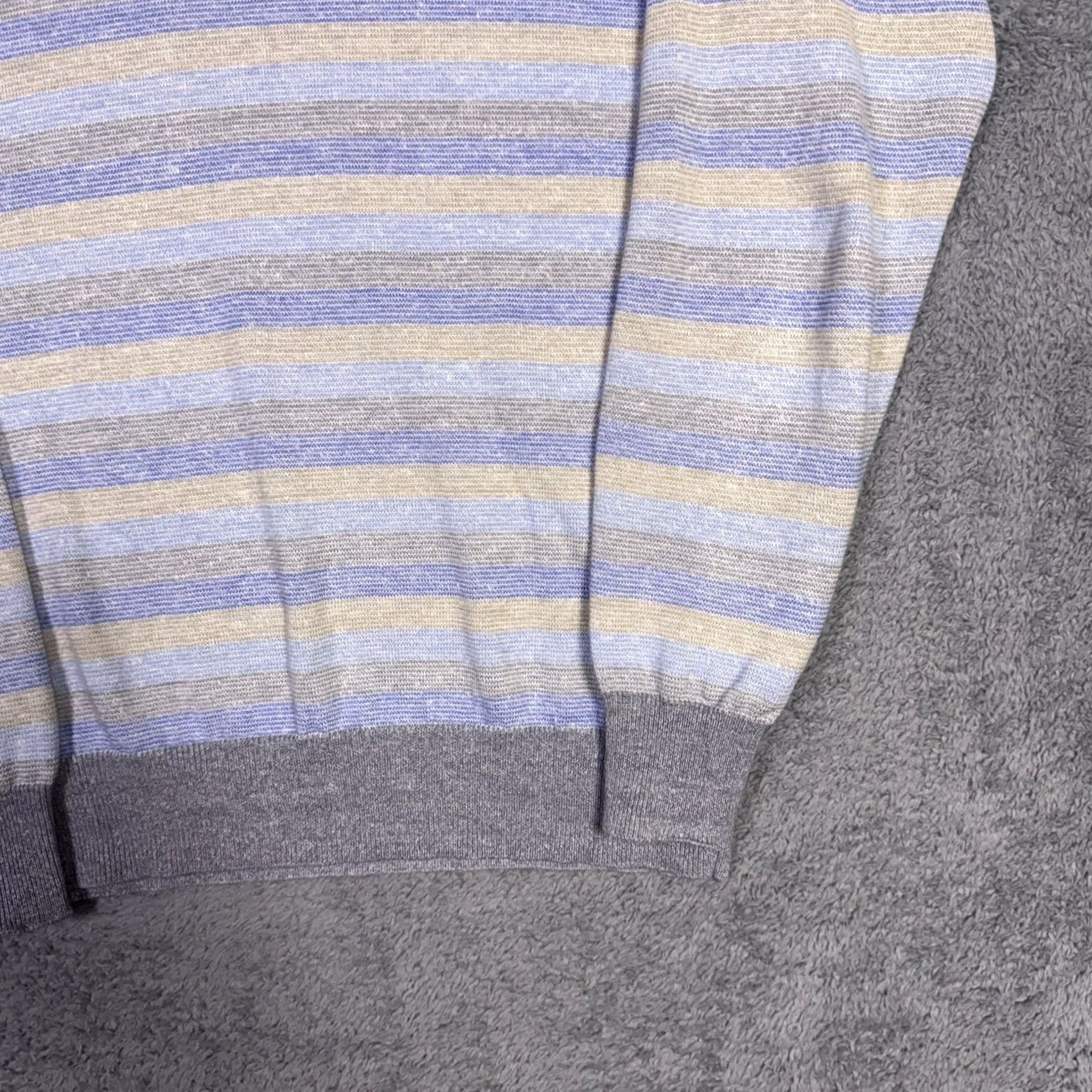 Peter Millar Peter Millar Sweater Mens M Crown Merino Wool Linen 1/4 Zip Pullover Jumper Slim Knit Navy Blue Striped Size US M / EU 48-50 / 2 - 2 Thumbnail