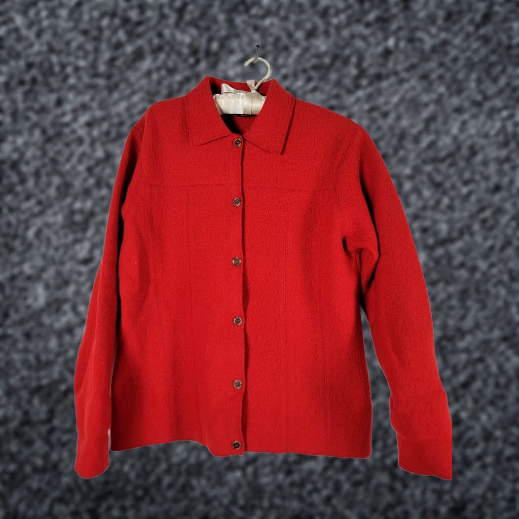 Vintage VINTAGE Shaver Lake Womens 100% Wool Red Button-Down Shirt Jacket Small Holiday Shirt Jacket Womens Red 80s 90s Jeans Formal Casual Mens Womens Size S / US 4 / IT 40 - 1 Thumbnail