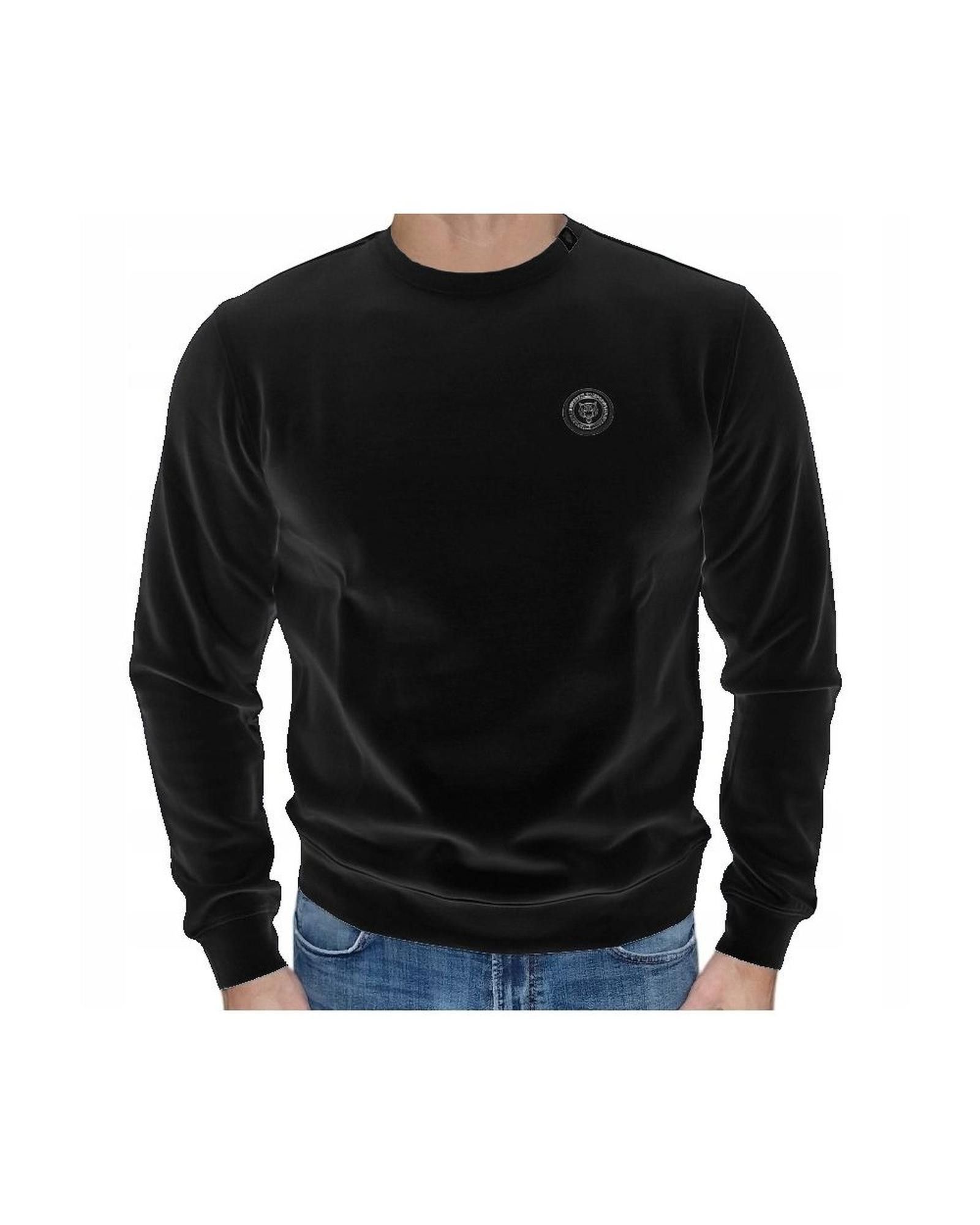 image of Philipp Plein Cotton Crewneck Sweatshirt With Logo Plaque in Black, Men's (Size XL)