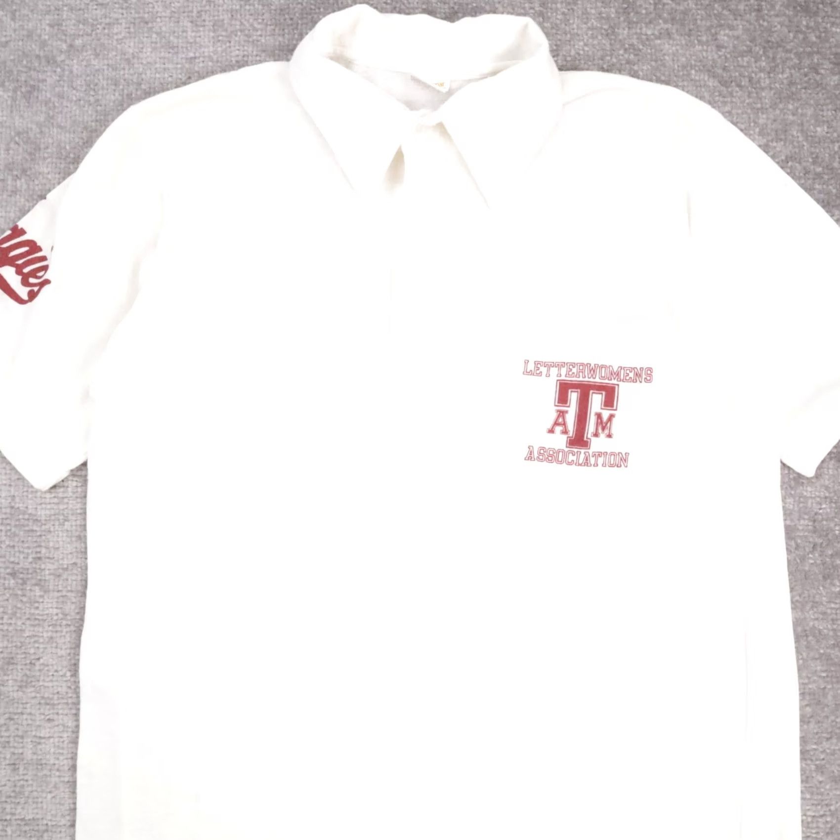 Vintage VTG 80s Texas A& University Aggies Football Medium White Short Sleeve Polo - Vintage 80s Size 32" / US 10 / IT 46 - 5 Thumbnail