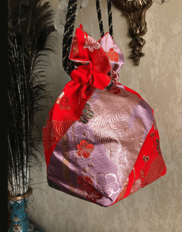 Handmade Japanese Kimono Yukata Kinchaku Bag Size ONE SIZE - 1 Thumbnail
