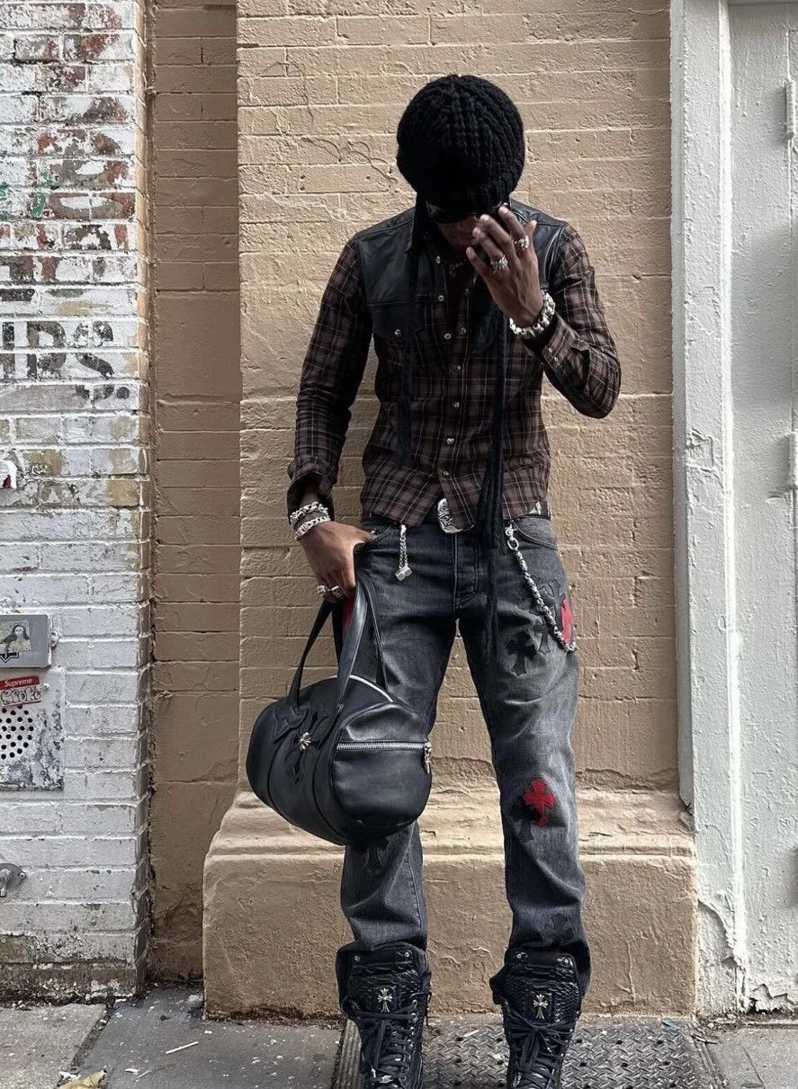 Chrome Hearts Wisdom Kaye Leather Cross Patch Flannel