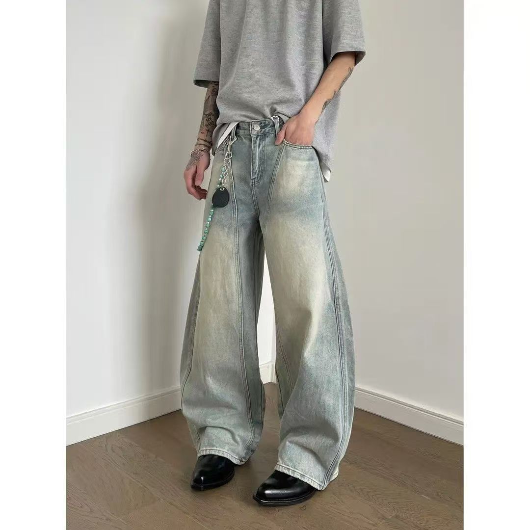 Vintage Men's blue street retro washed distressed scimitar jeans Size US 32 / EU 48 - 2 Thumbnail