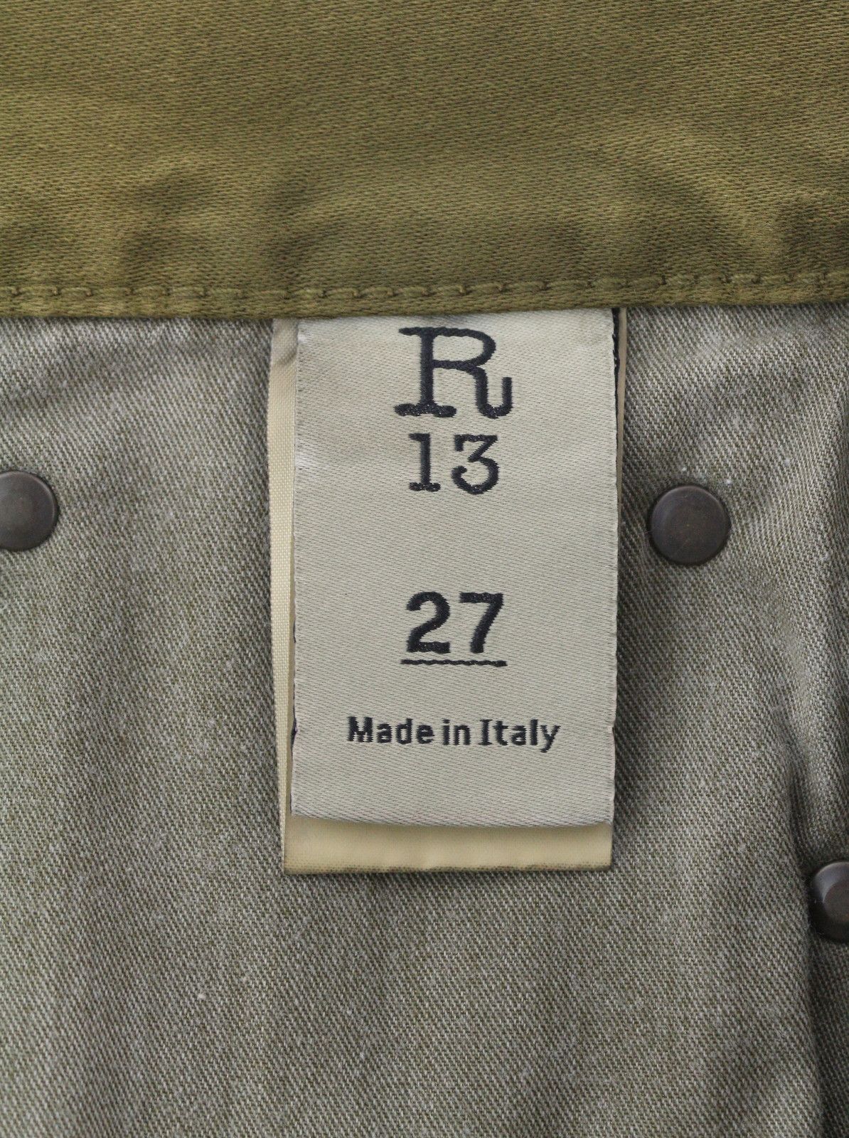 R13 BOYFRIEND 27 Olive Garment Dyed Moleskin Faded FW25 86612 Size 27" / US 4 / IT 40 - 8 Thumbnail