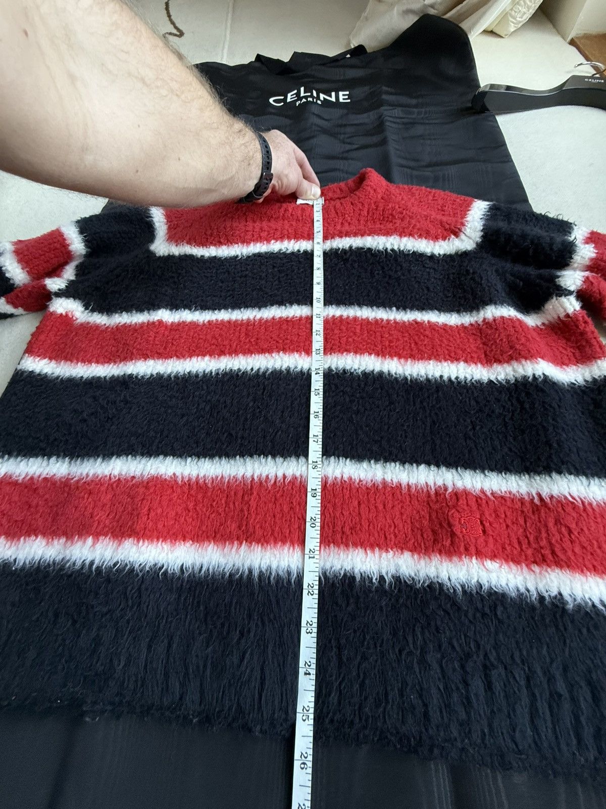 Celine $1.35k 🤑 FW24 Celine striped sweater Hedi Slimane sample Size US L / EU 52-54 / 3 - 5 Thumbnail