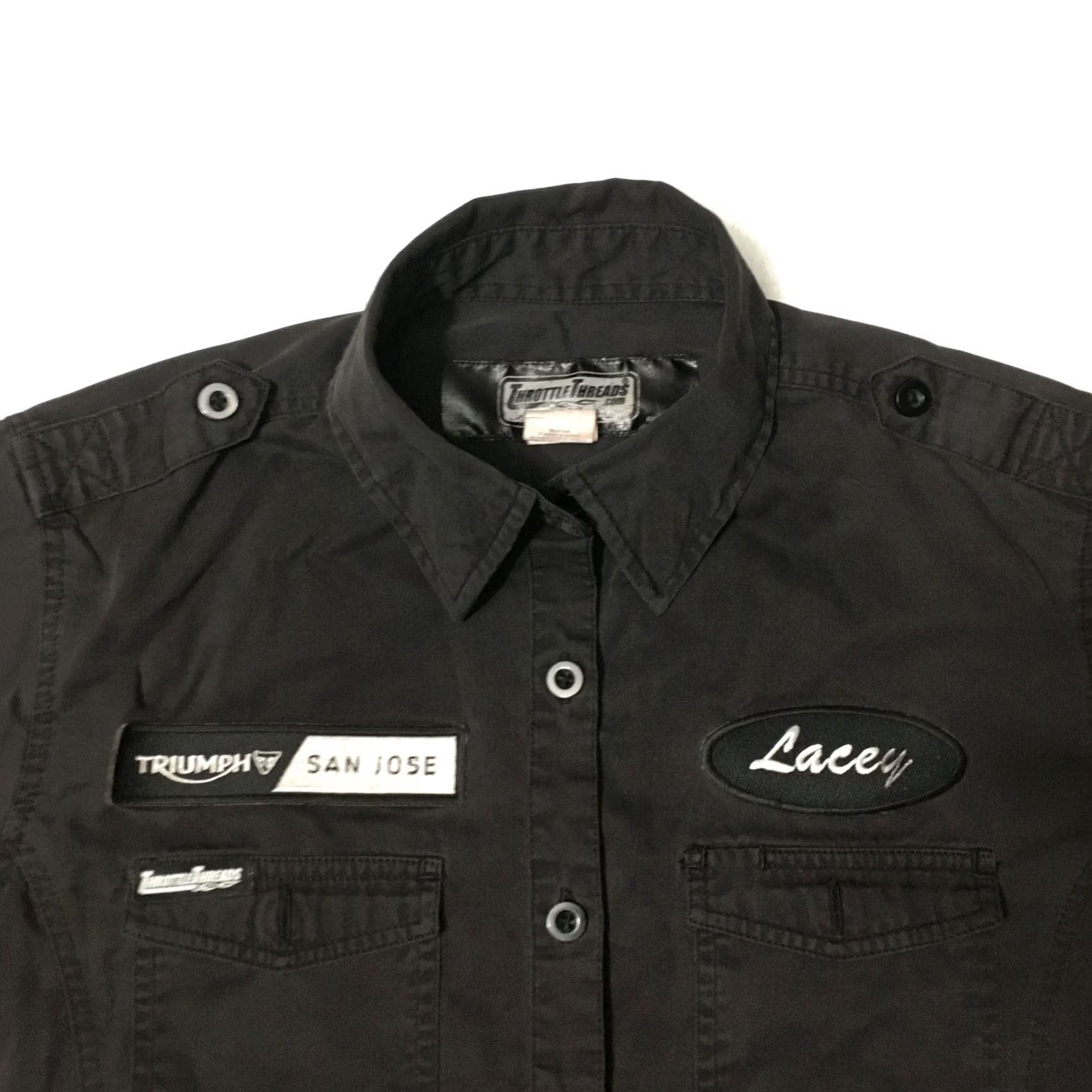 Vintage Throttle Threads Spirit Triumph Women's shirt Button-Up M Black Double-Sided Logo Casual Modern Motorcycle Size M / US 6-8 / IT 42-44 - 7 Thumbnail