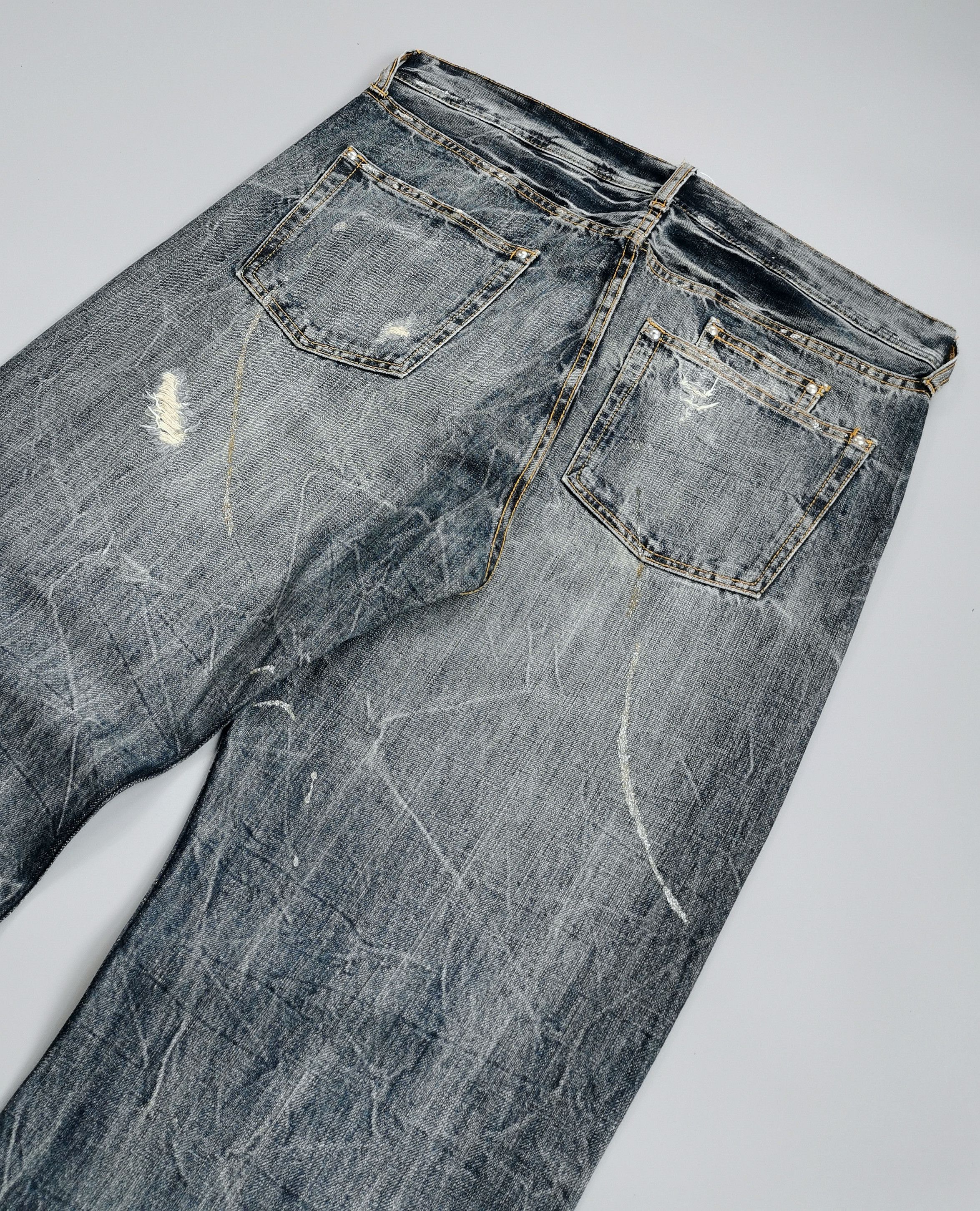 Le Grande Bleu (L.G.B.) Avant Garde Flared Thrashed Ripped Paint Splatter Denim Size US 36 / EU 52 - 6 Thumbnail