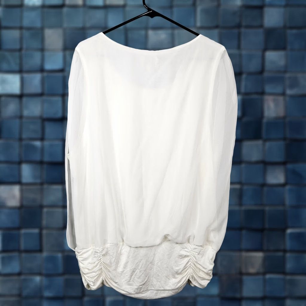 Vintage Carol Line Women's Sleeveless Round Neck Gather Waist Top 3X White New Size XXL / US 16-18 / IT 52-54 - 1 Thumbnail