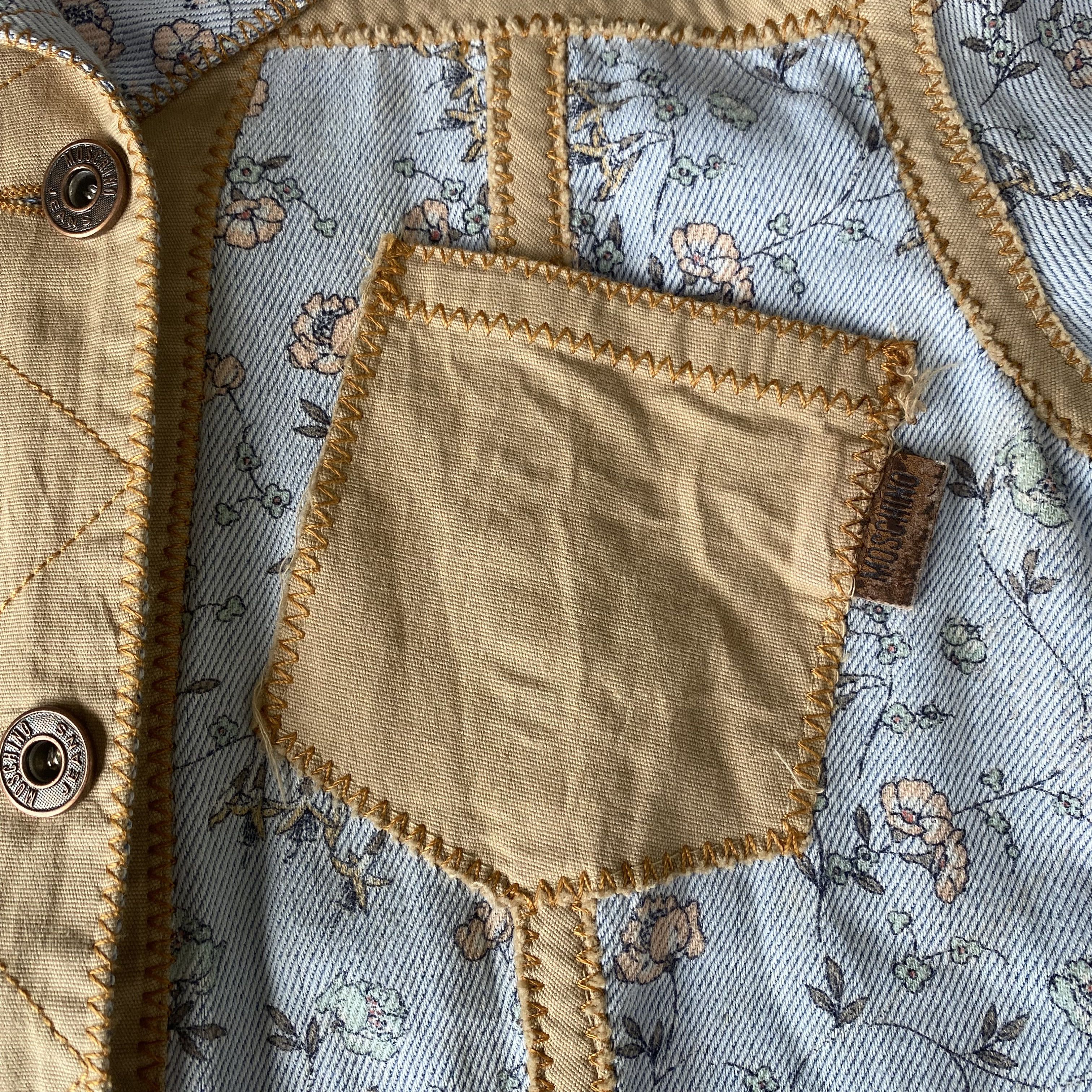 Vintage MOSCHINO Jeans Vintage Light Blue Brown Floral Prints Jacket Size M / US 6-8 / IT 42-44 - 6 Thumbnail