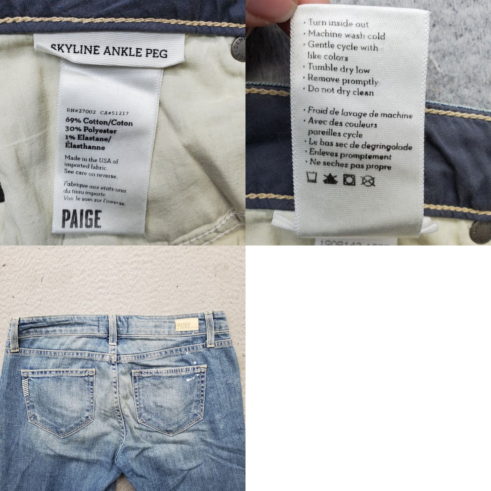Paige Paige Skyline Ankle Peg Jeans Women Size 26 Denim 5-Pocket Studded Blue Jeans Size 26" / US 2 / IT 38 - 9 Thumbnail