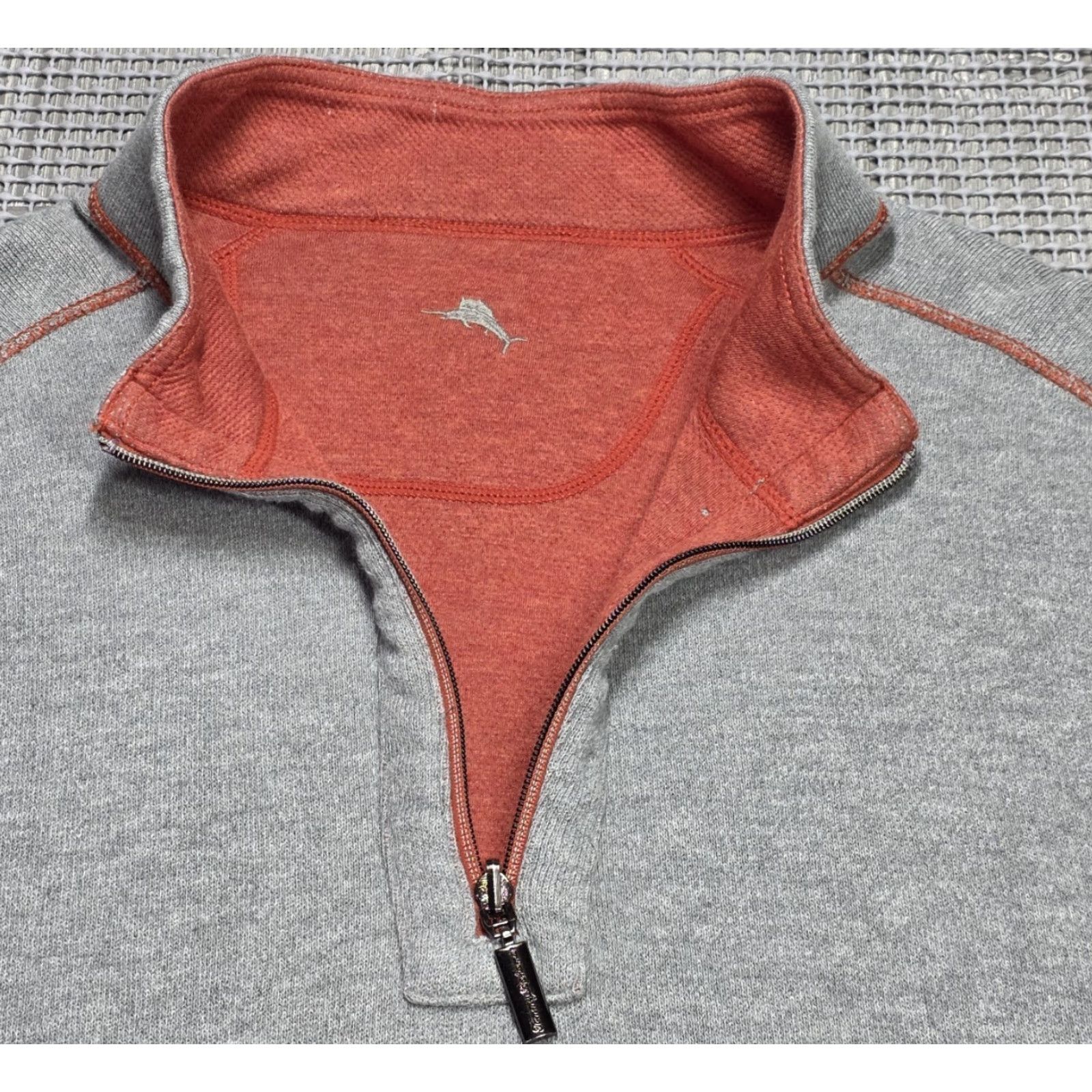 Tommy Bahama Tommy Bahama Sweater Men L Red/Gray Pullover 1/4 Zip Reversible Sweatshirt Size US L / EU 52-54 / 3 - 6 Thumbnail