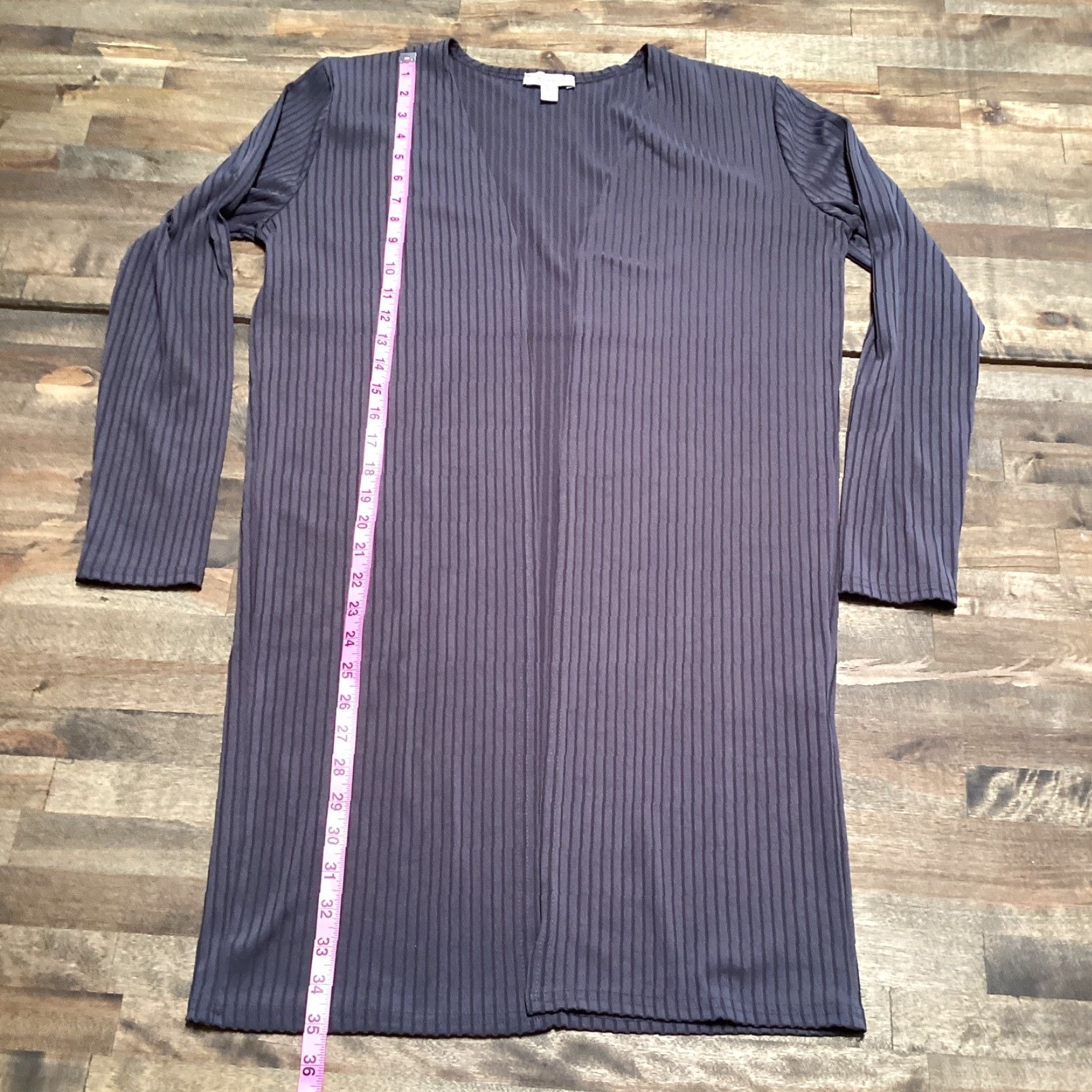 Topshop Topshop Cardigan Women M 8-10 Gray Stripe Rib Open Front Duster Knit Lightweight Casual Size M / US 6-8 / IT 42-44 - 5 Thumbnail
