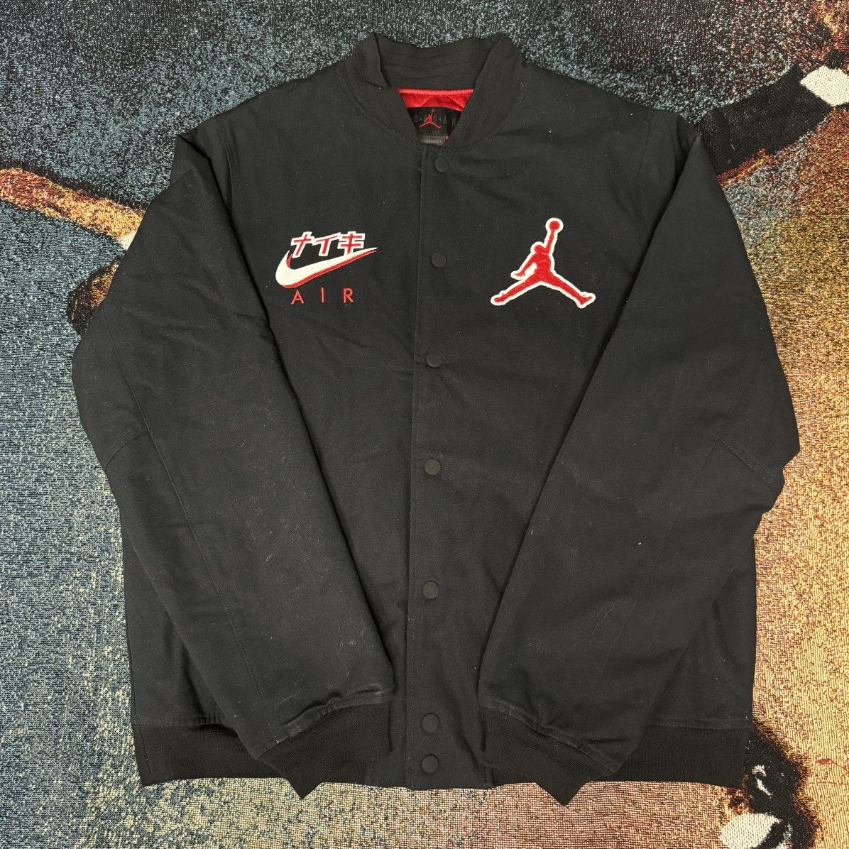 Jordan Brand × Nike × Vintage AIR JORDAN NIKE AIR FLIGHT BOMBER JACKET BLACK Size US M / EU 48-50 / 2 - 2 Thumbnail