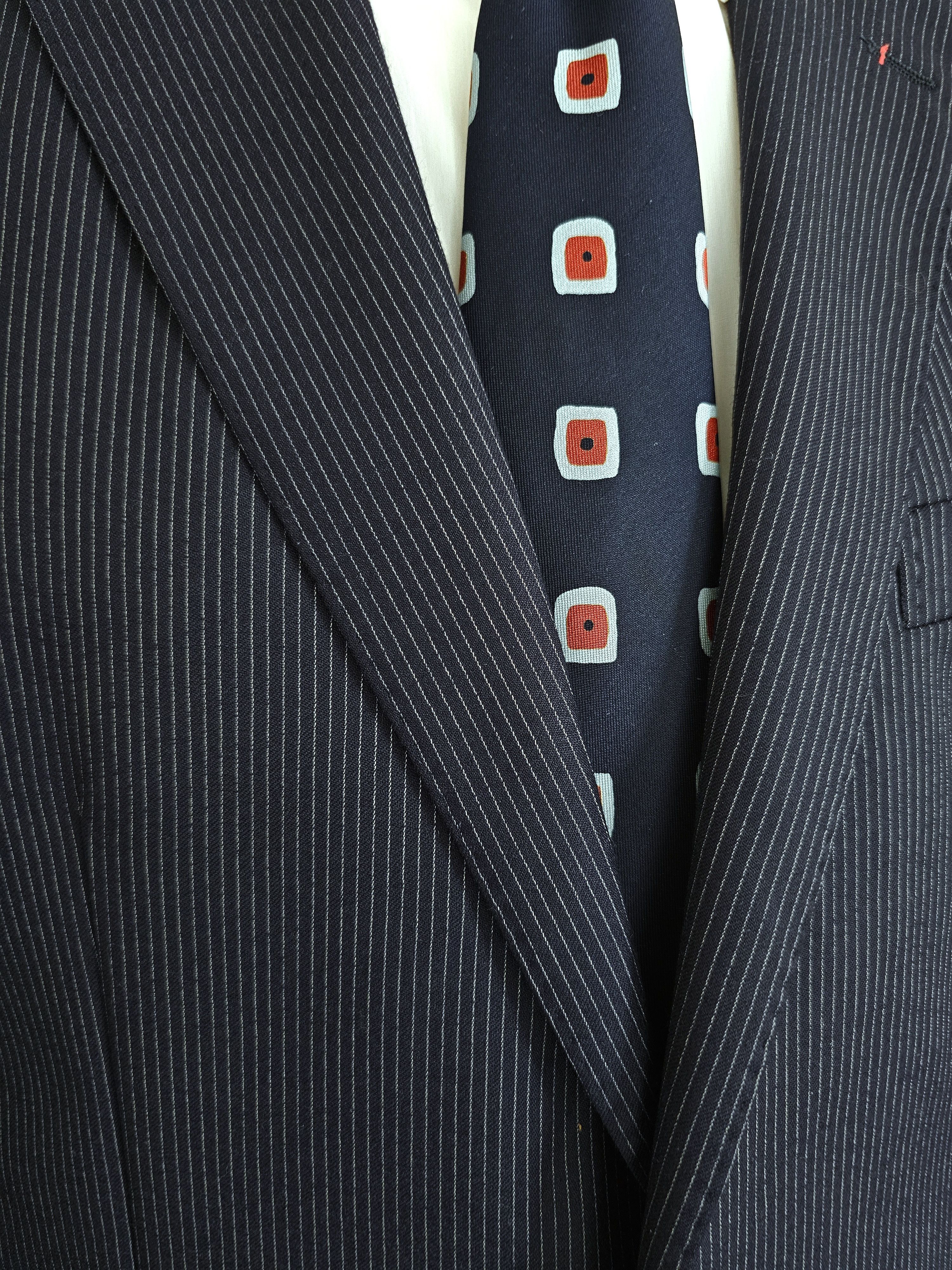 Fay NWT Fay Pinstripe Wool Blazer Unlined Size 50 Navy Size 40R - 6 Thumbnail