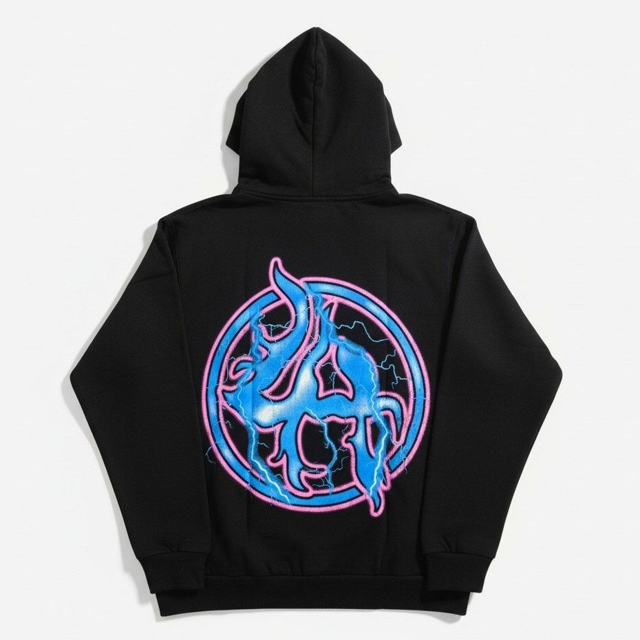 Lost hills Lost Hills Electric Skull Black Heavyweight Hoodie [Size XL] Size US XL / EU 56 / 4 - 2 Thumbnail