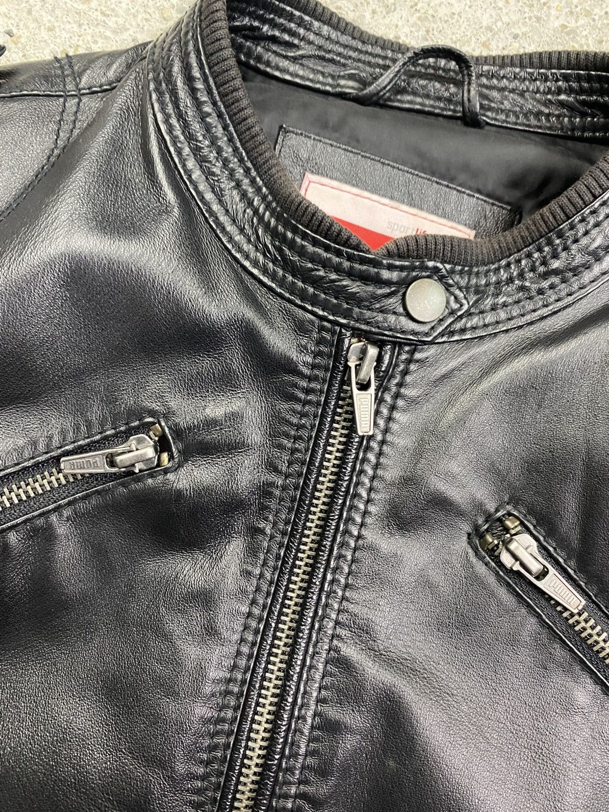 Puma Puma leather jacket black vintage racing biker archive Size M / US 6-8 / IT 42-44 - 7 Thumbnail