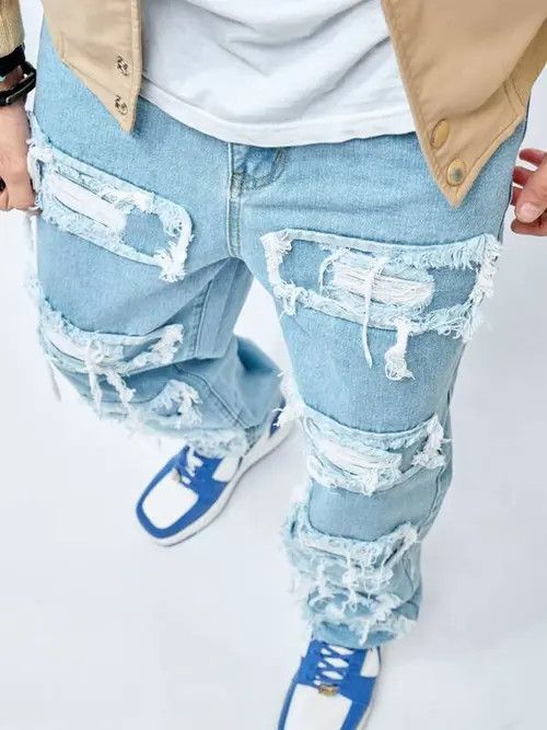 Other Distressed Ripped Y2k Denim Jeans Size US 32 / EU 48 - 3 Thumbnail