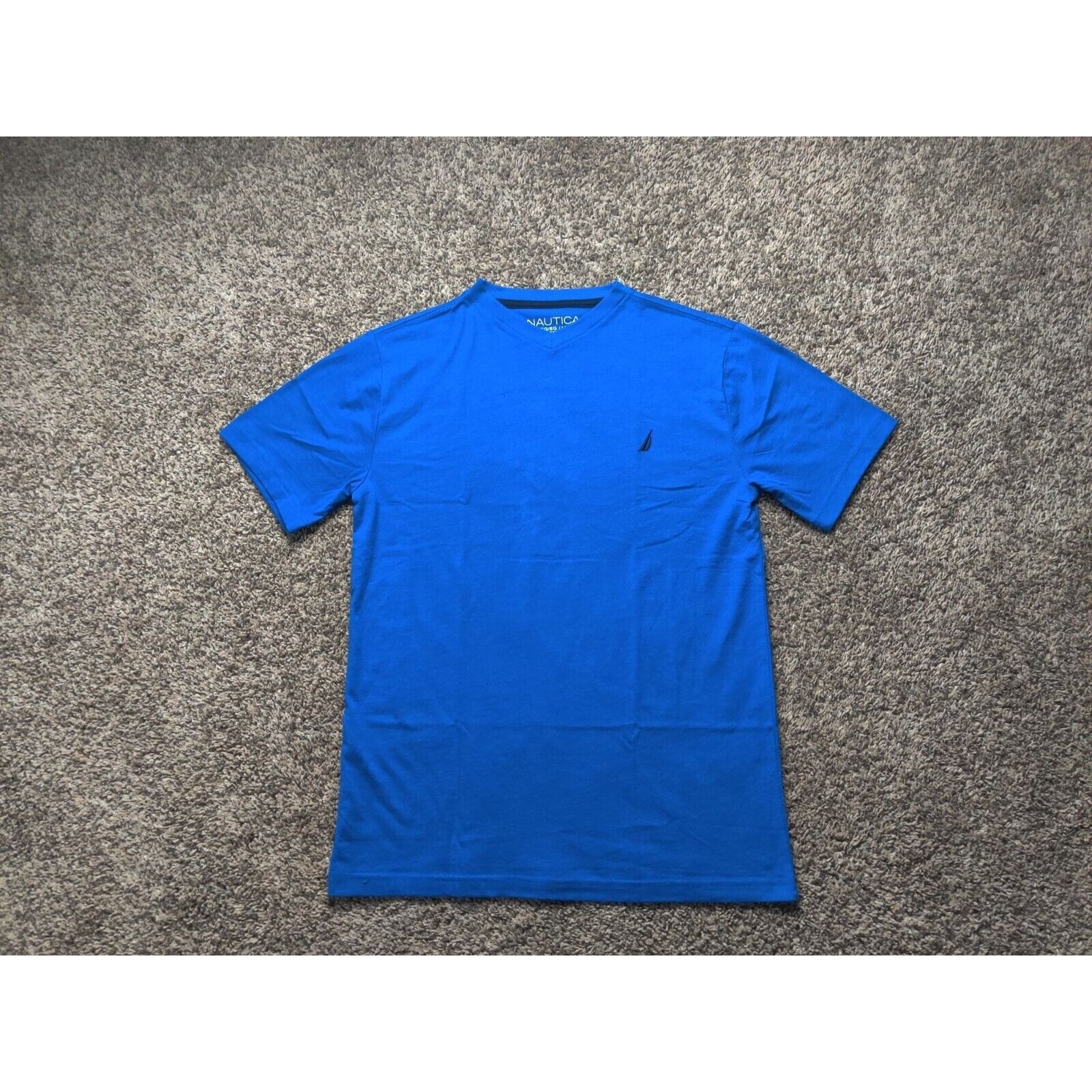 Nautica Nautica Shirt Adult Mens XL Solid Blue Embroidered V-Neck Size US XL / EU 56 / 4 - 1 Thumbnail