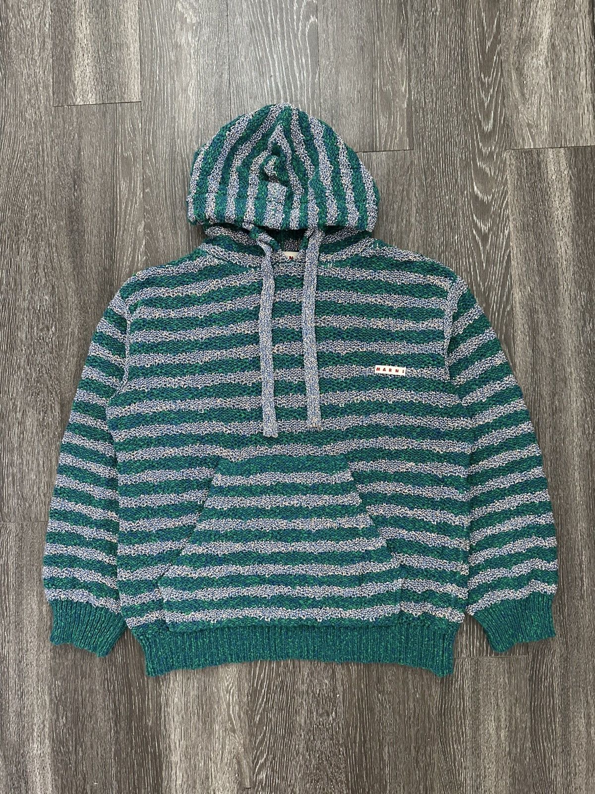 Marni Marni Stripe Knit Drawstring Mohair Hoodie | Grailed